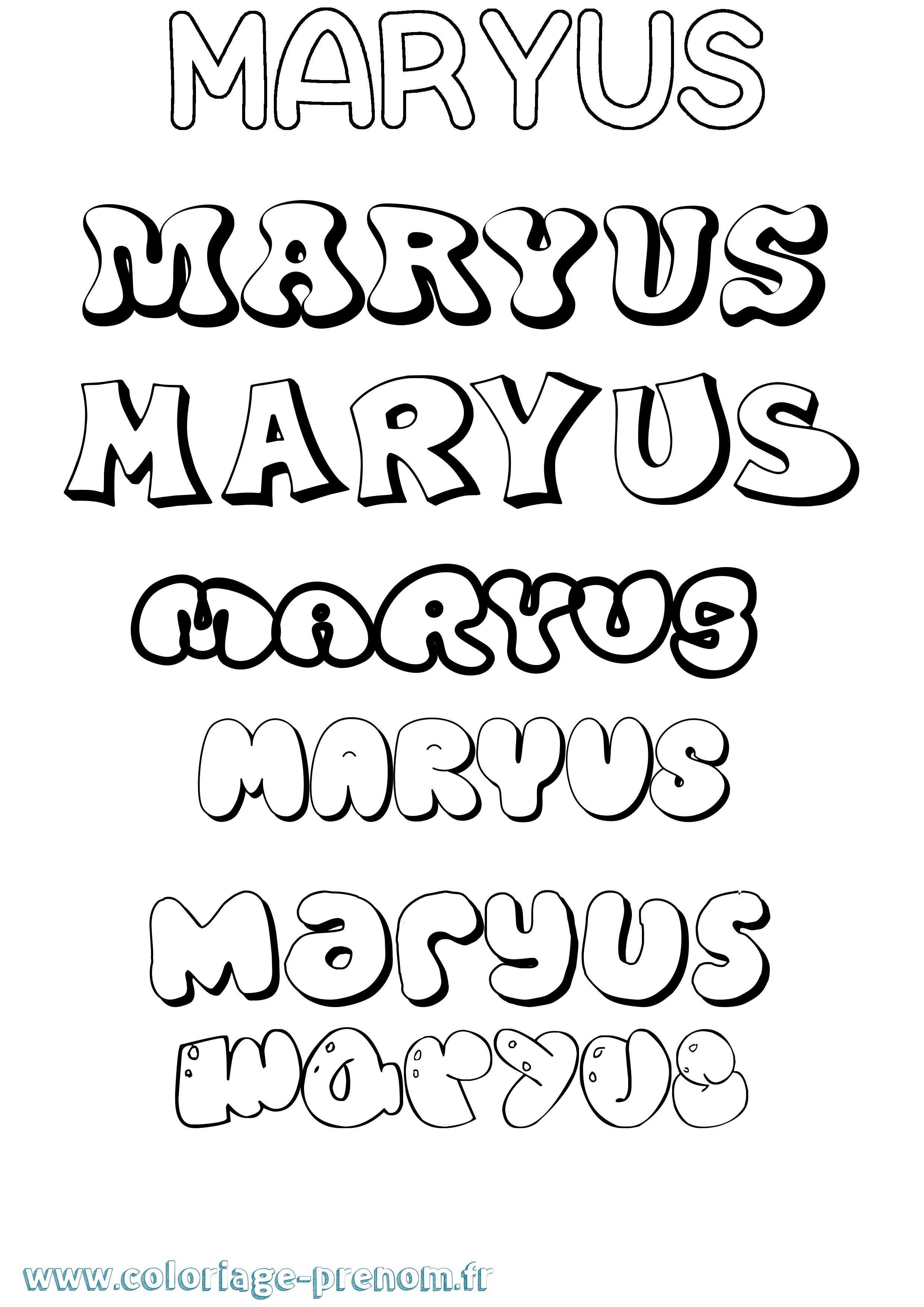 Coloriage prénom Maryus Bubble
