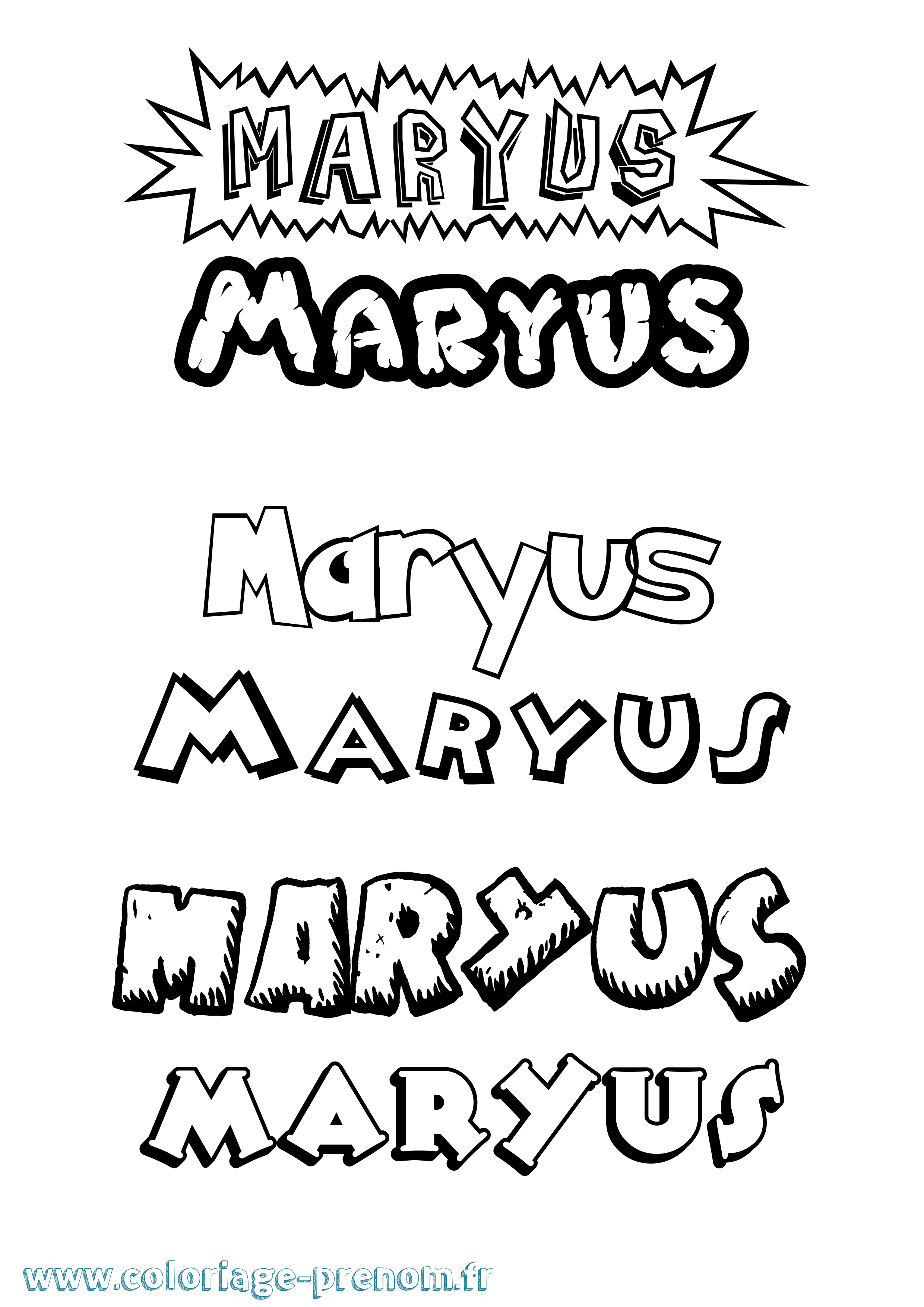 Coloriage prénom Maryus Dessin Animé