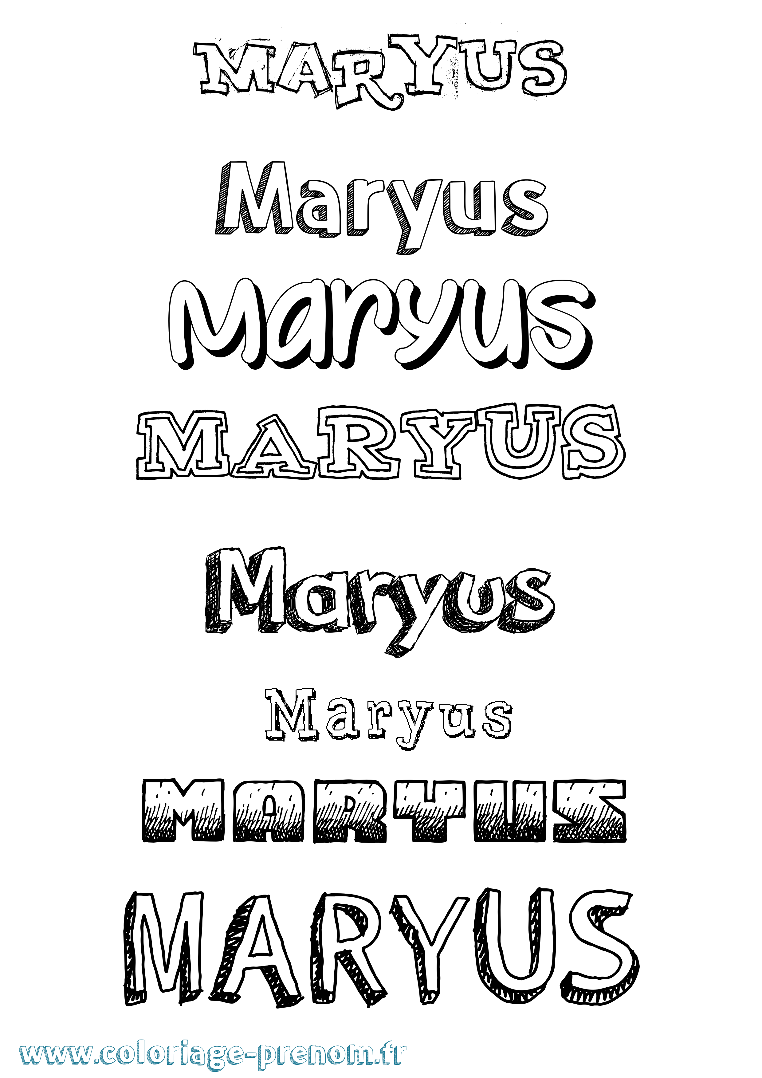 Coloriage prénom Maryus Dessiné