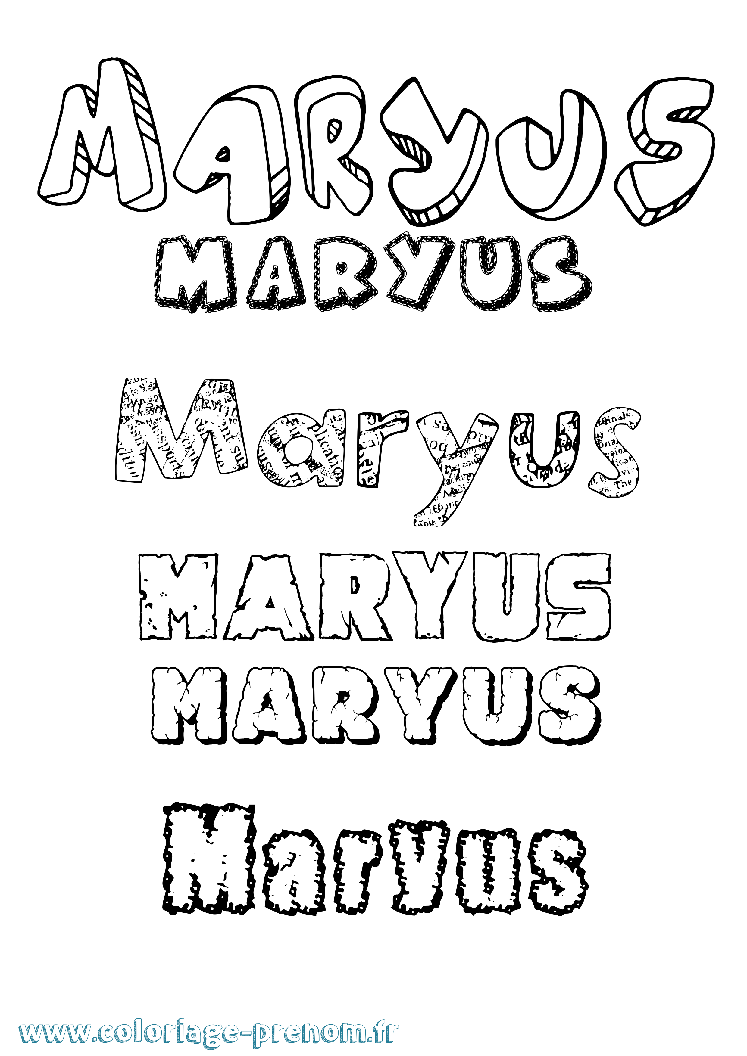 Coloriage prénom Maryus Destructuré
