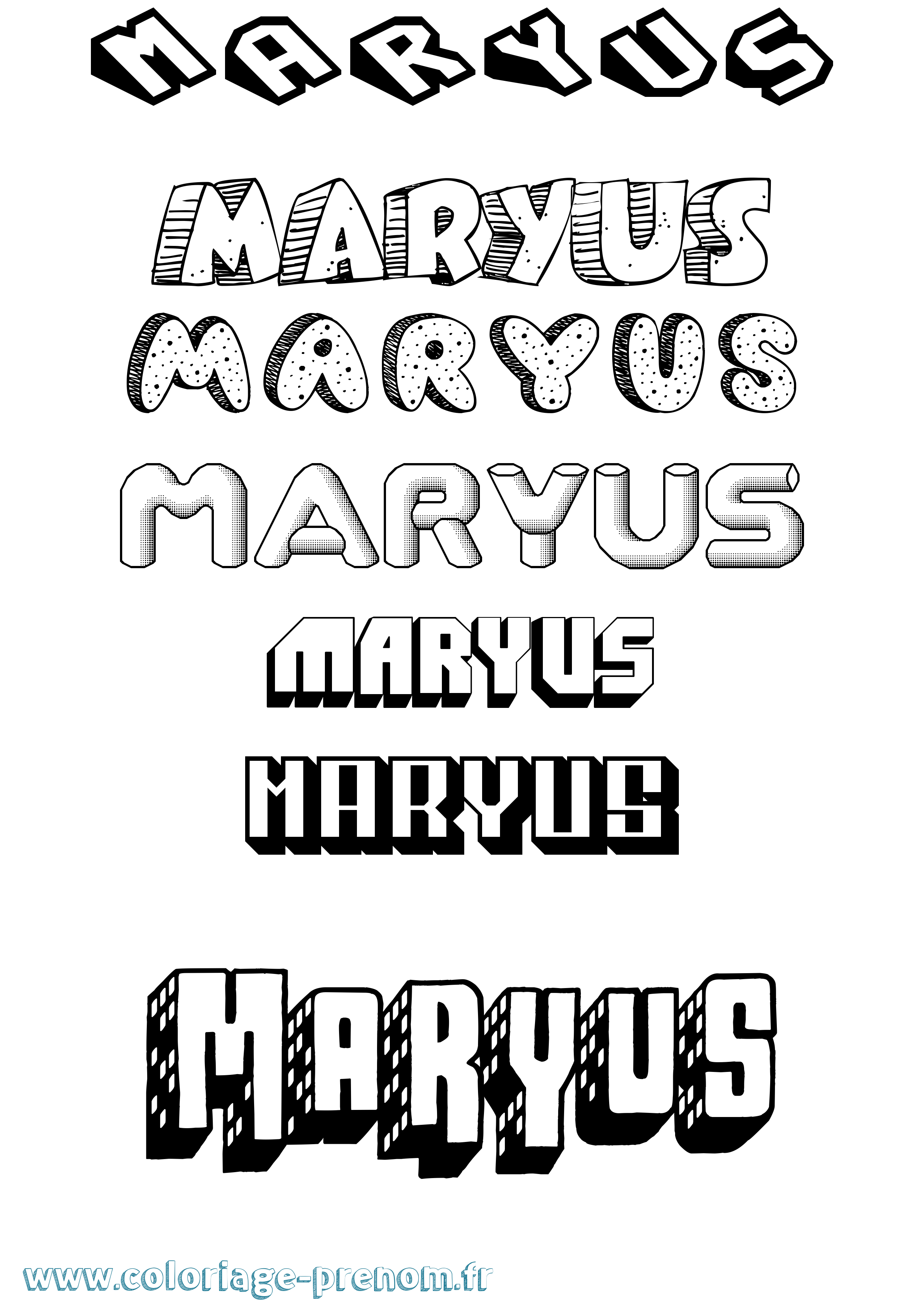 Coloriage prénom Maryus Effet 3D