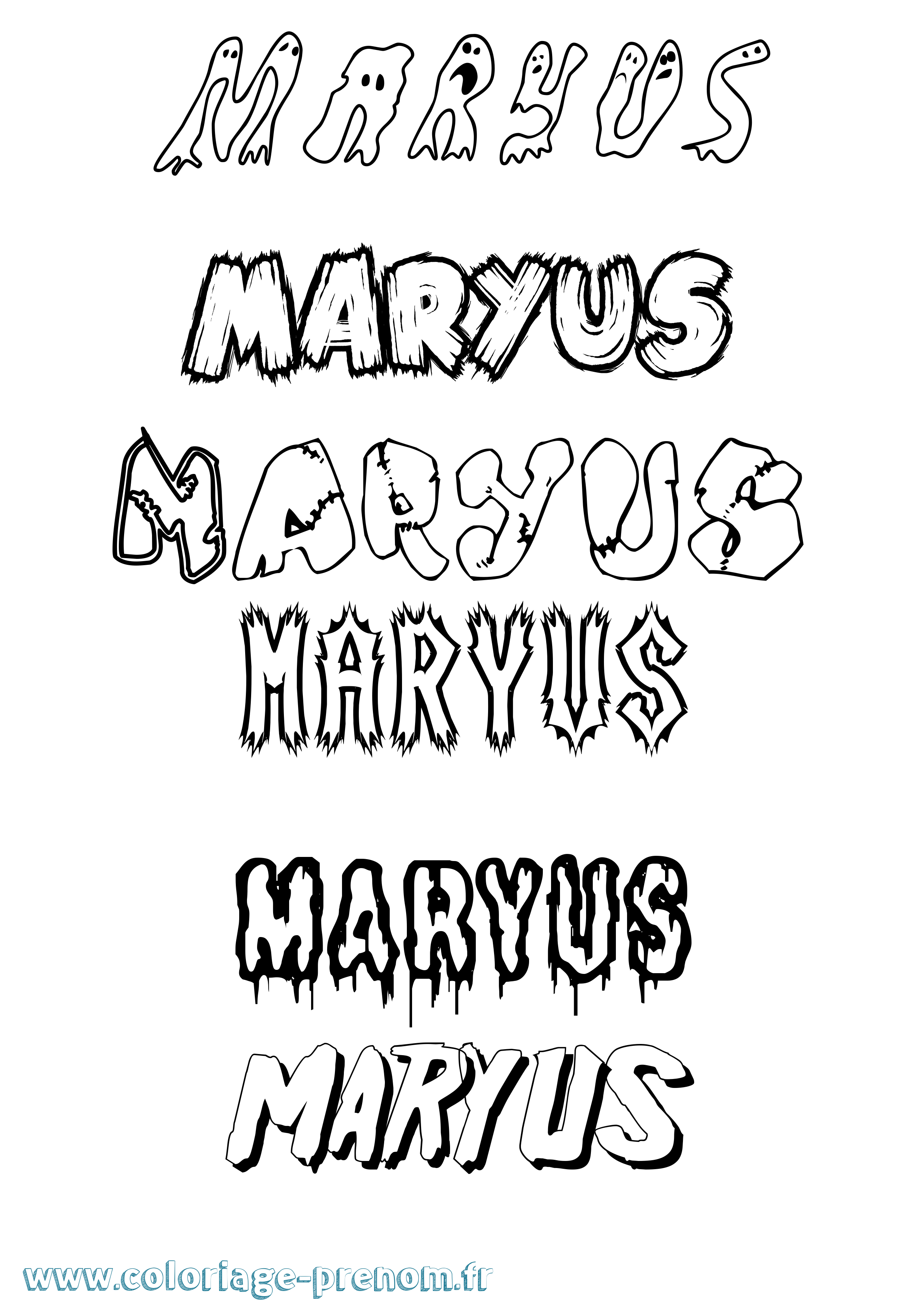 Coloriage prénom Maryus Frisson