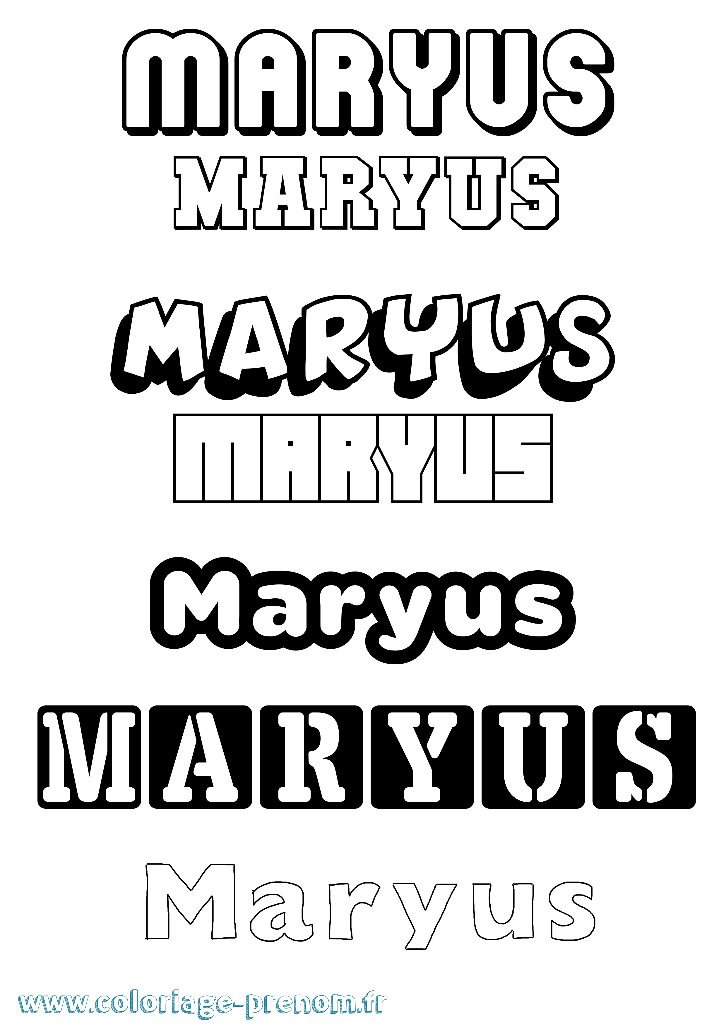 Coloriage prénom Maryus Simple