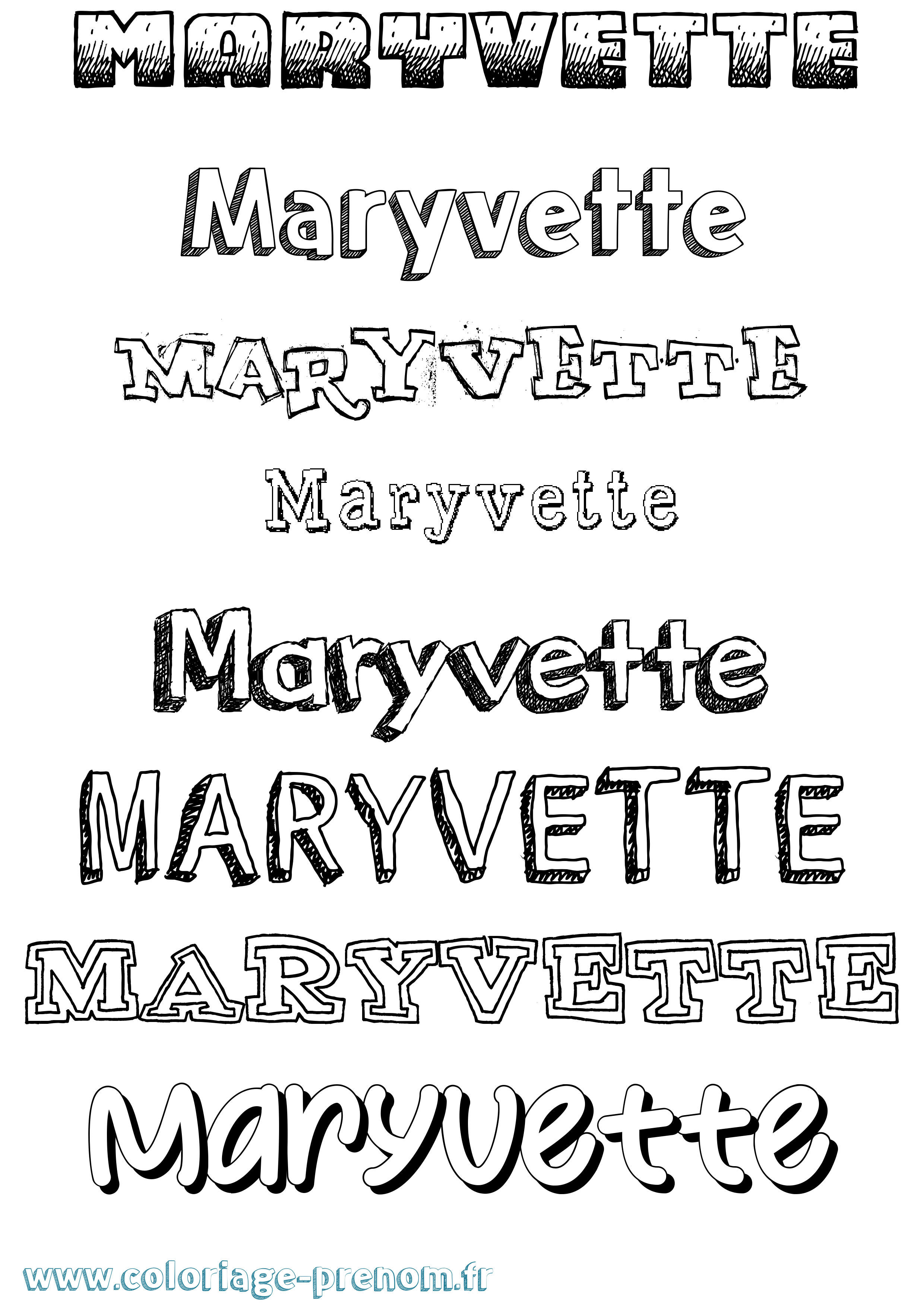 Coloriage prénom Maryvette Dessiné