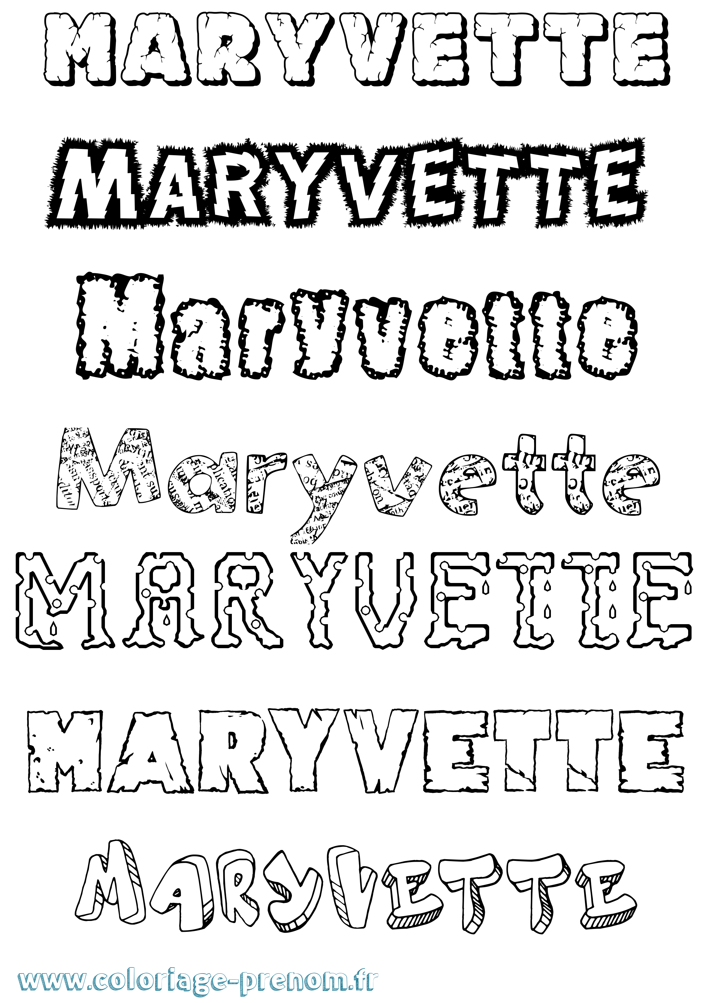 Coloriage prénom Maryvette Destructuré