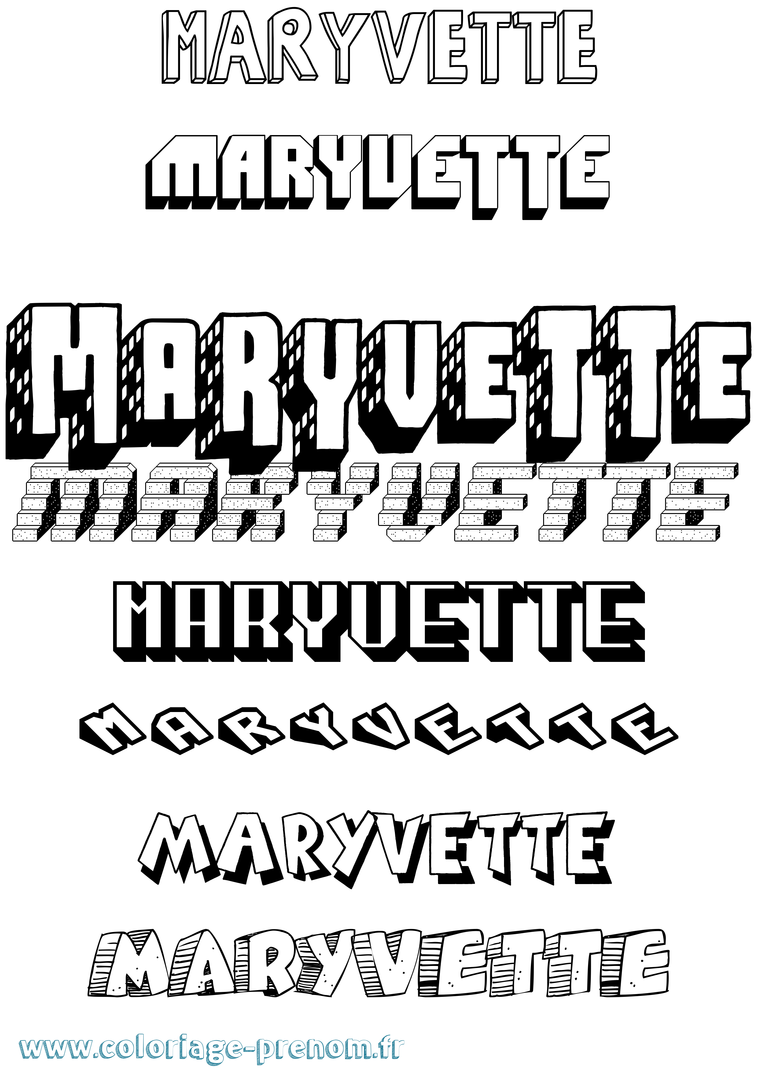 Coloriage prénom Maryvette Effet 3D