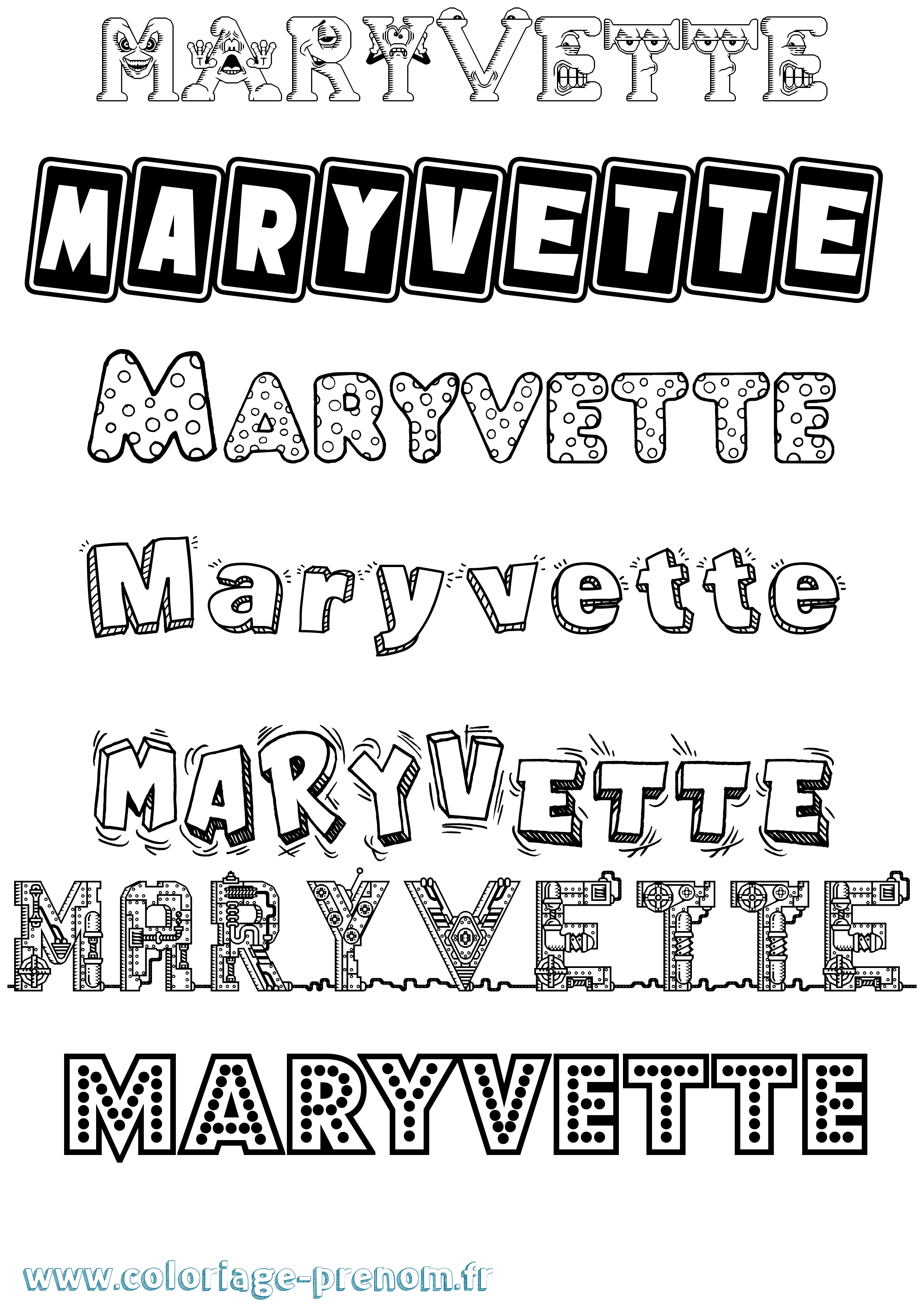 Coloriage prénom Maryvette Fun