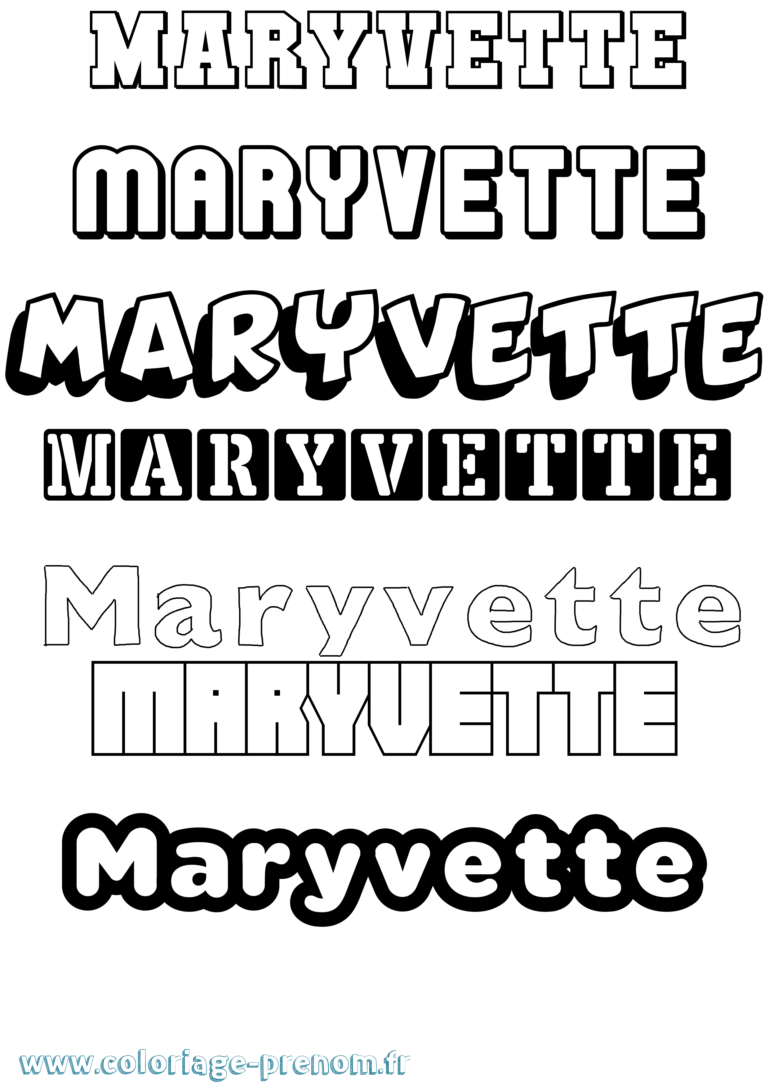 Coloriage prénom Maryvette Simple