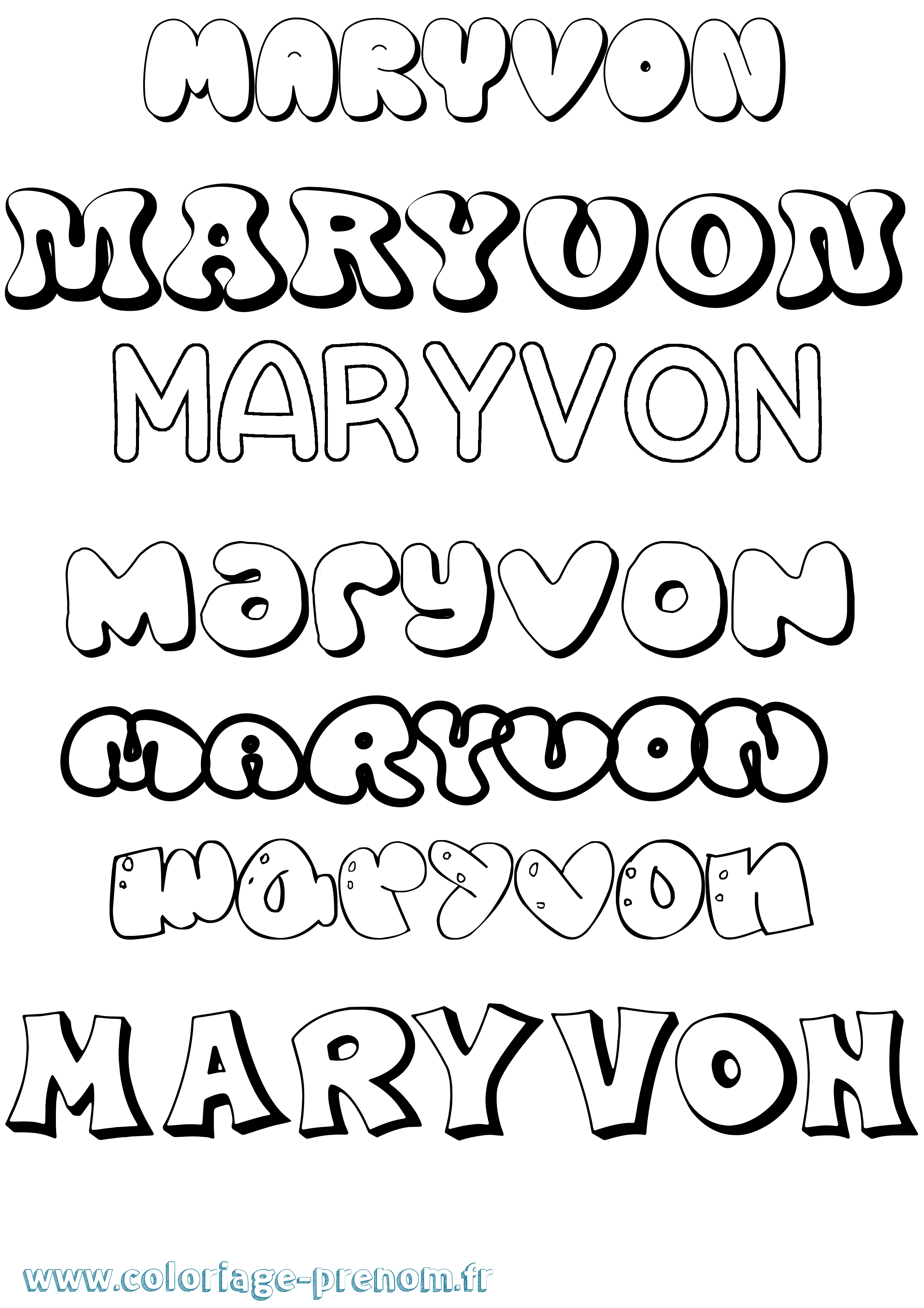 Coloriage prénom Maryvon Bubble