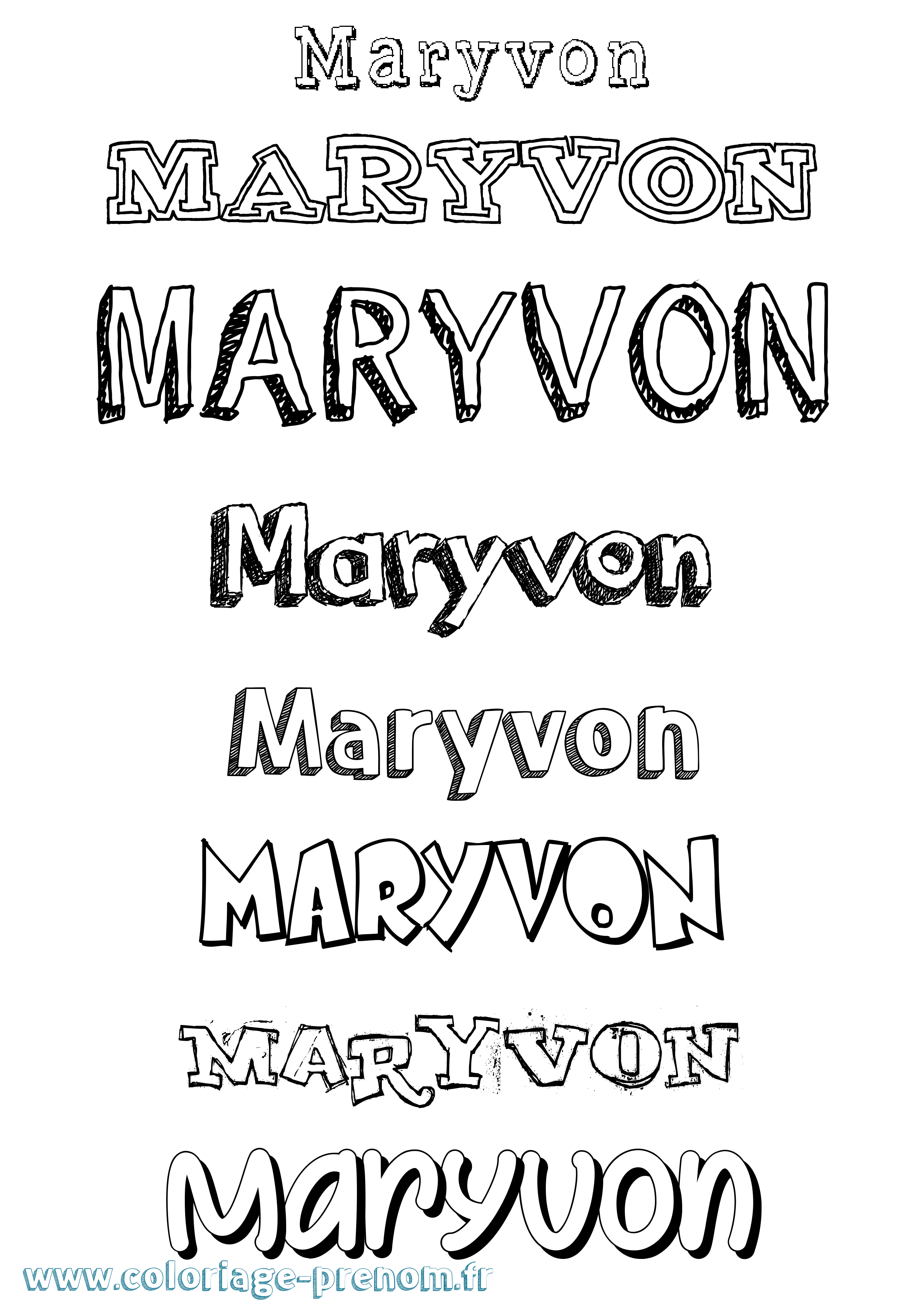 Coloriage prénom Maryvon Dessiné