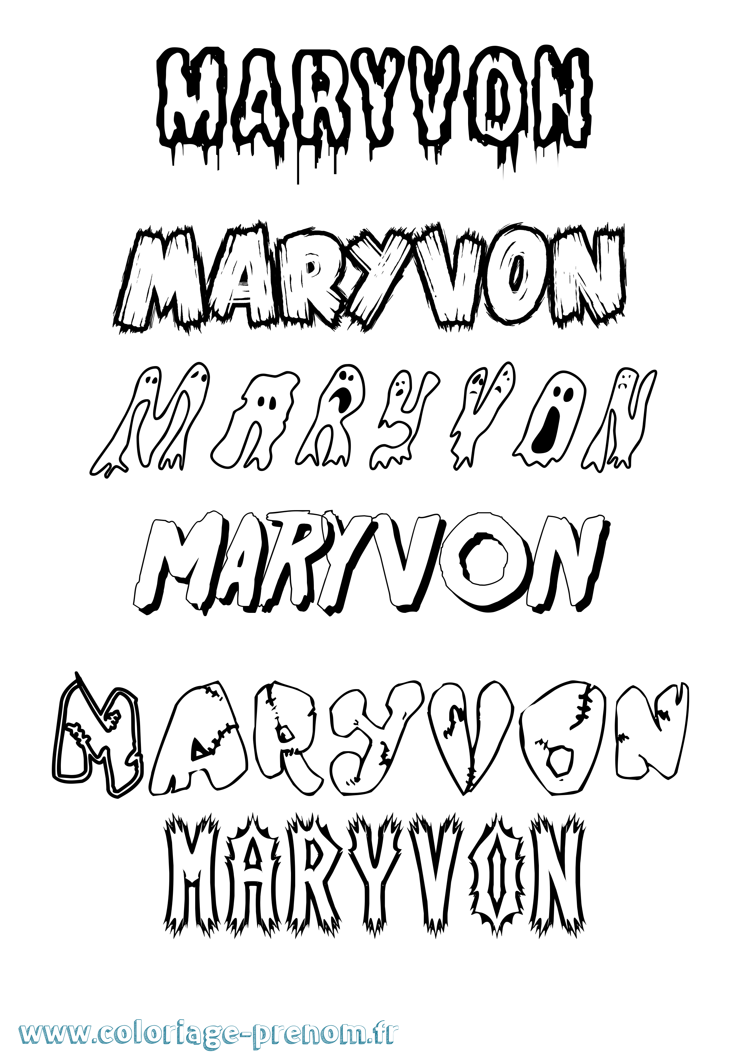 Coloriage prénom Maryvon Frisson