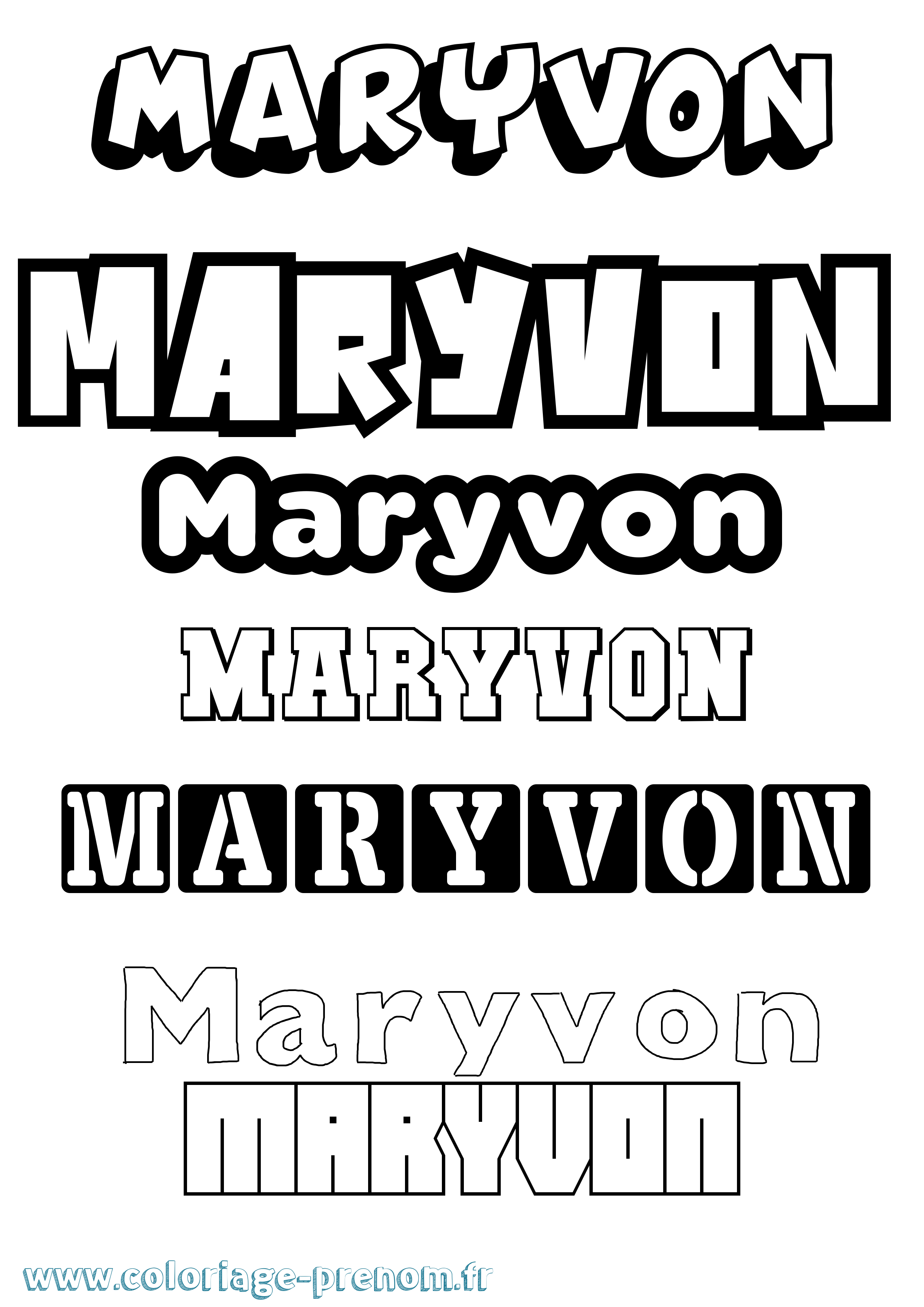 Coloriage prénom Maryvon Simple