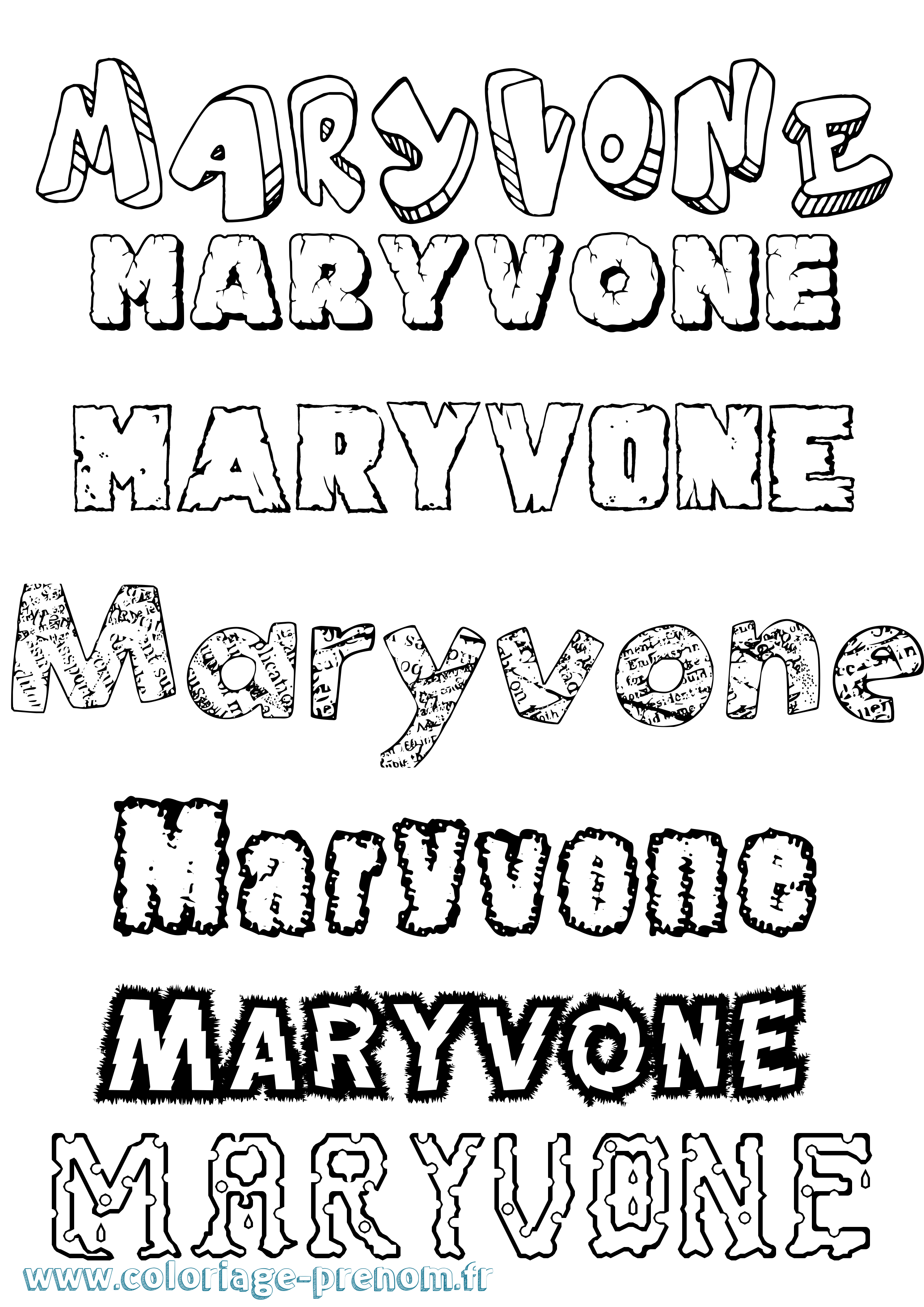 Coloriage prénom Maryvone Destructuré