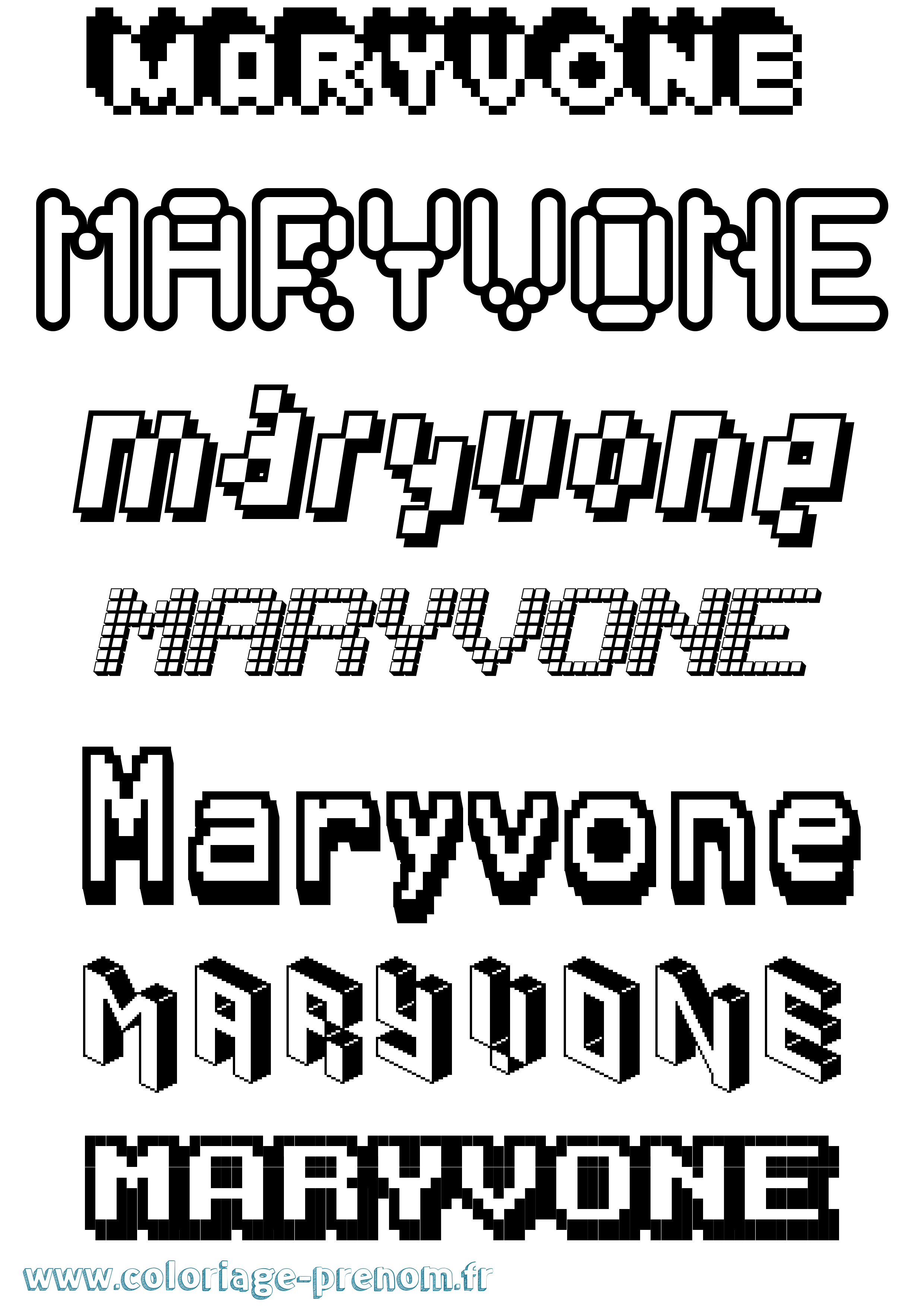 Coloriage prénom Maryvone Pixel
