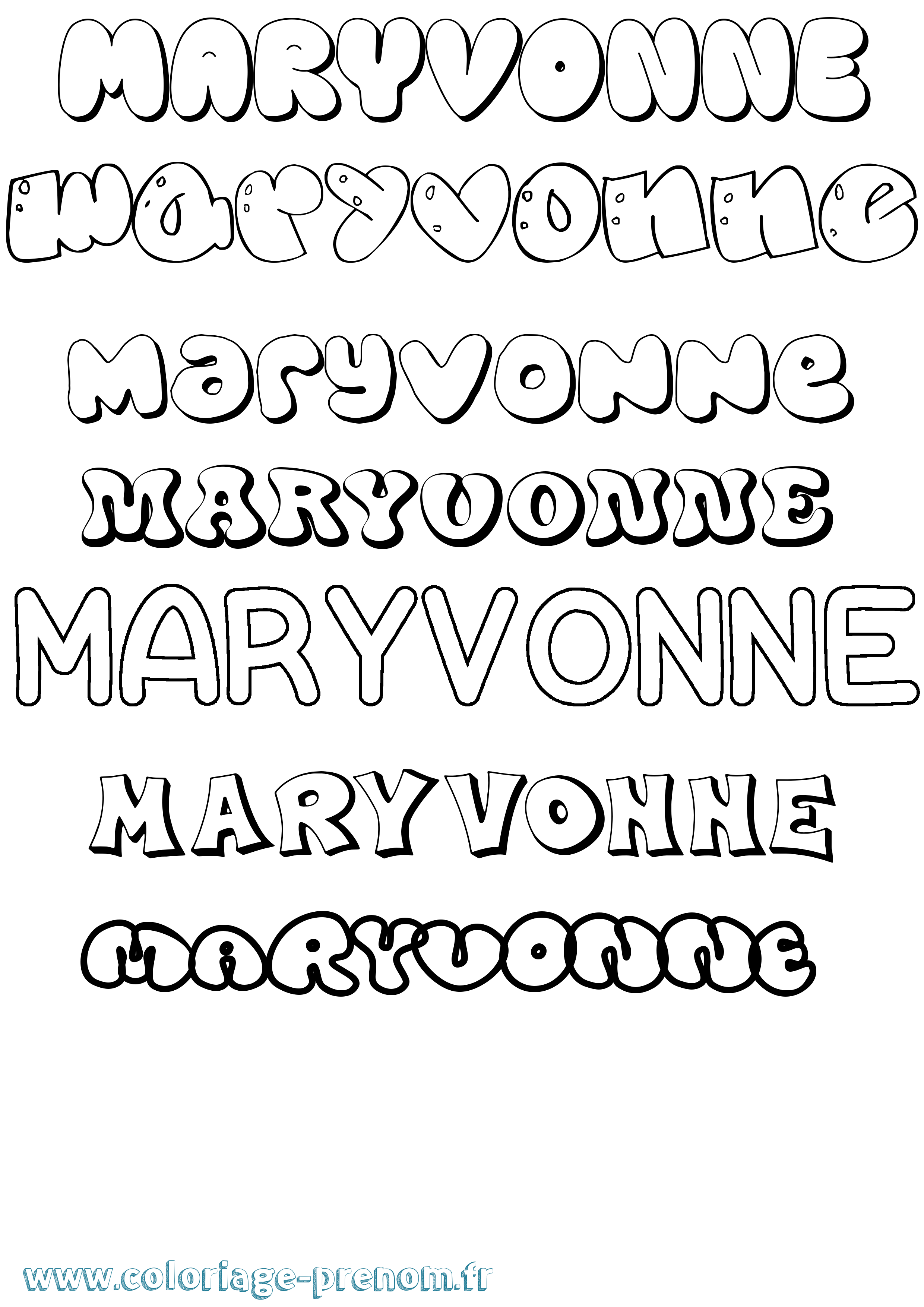 Coloriage prénom Maryvonne Bubble