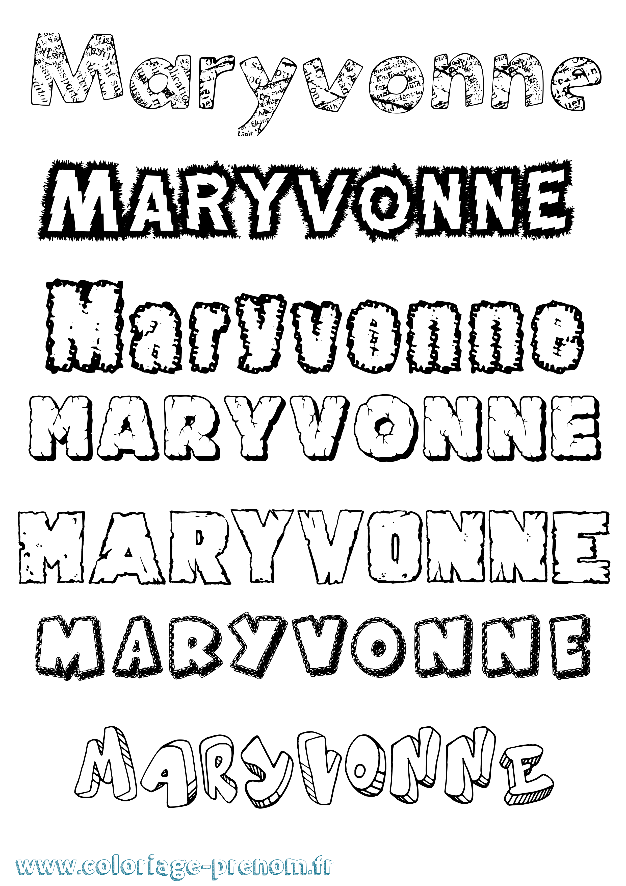 Coloriage prénom Maryvonne Destructuré