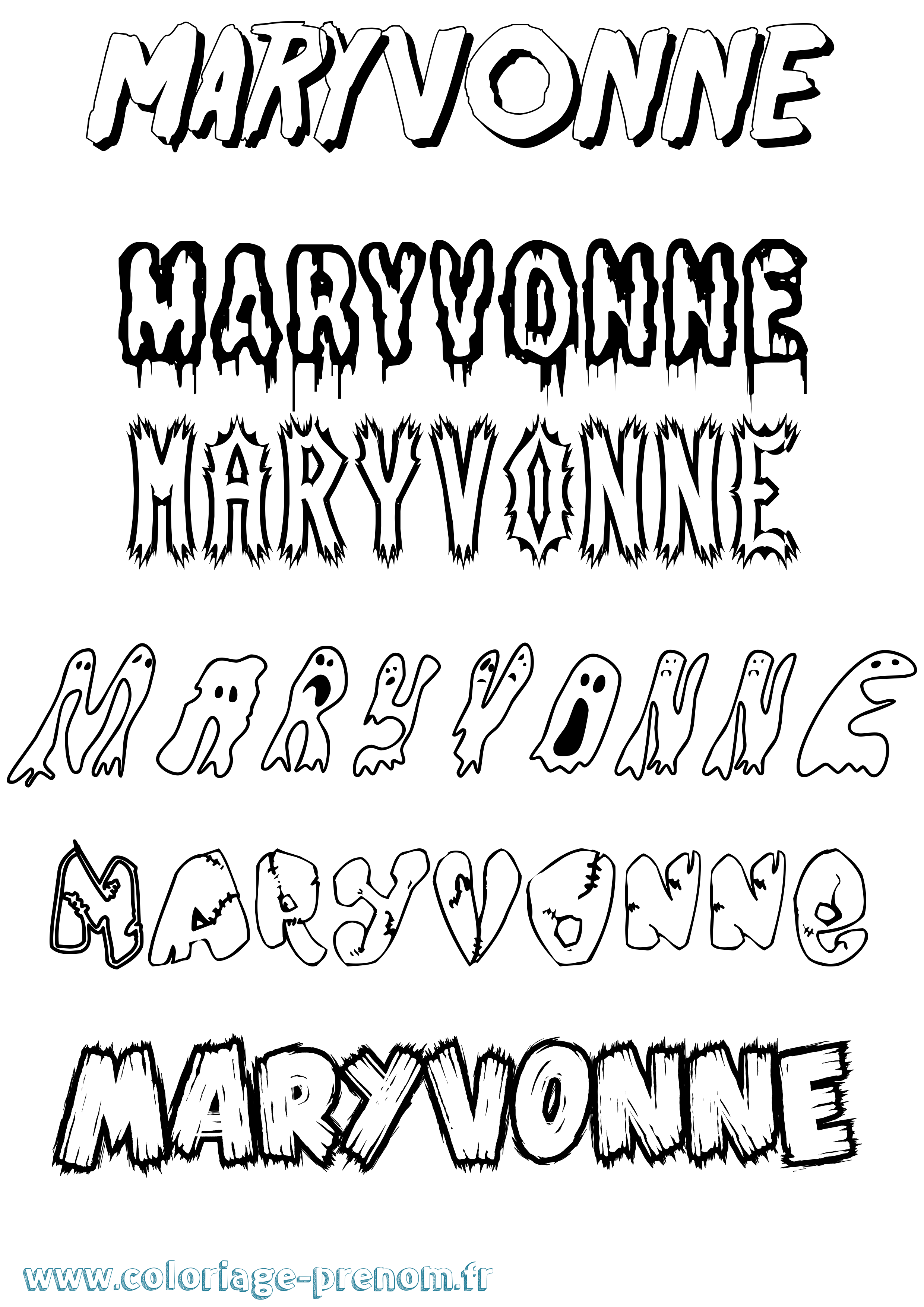 Coloriage prénom Maryvonne Frisson
