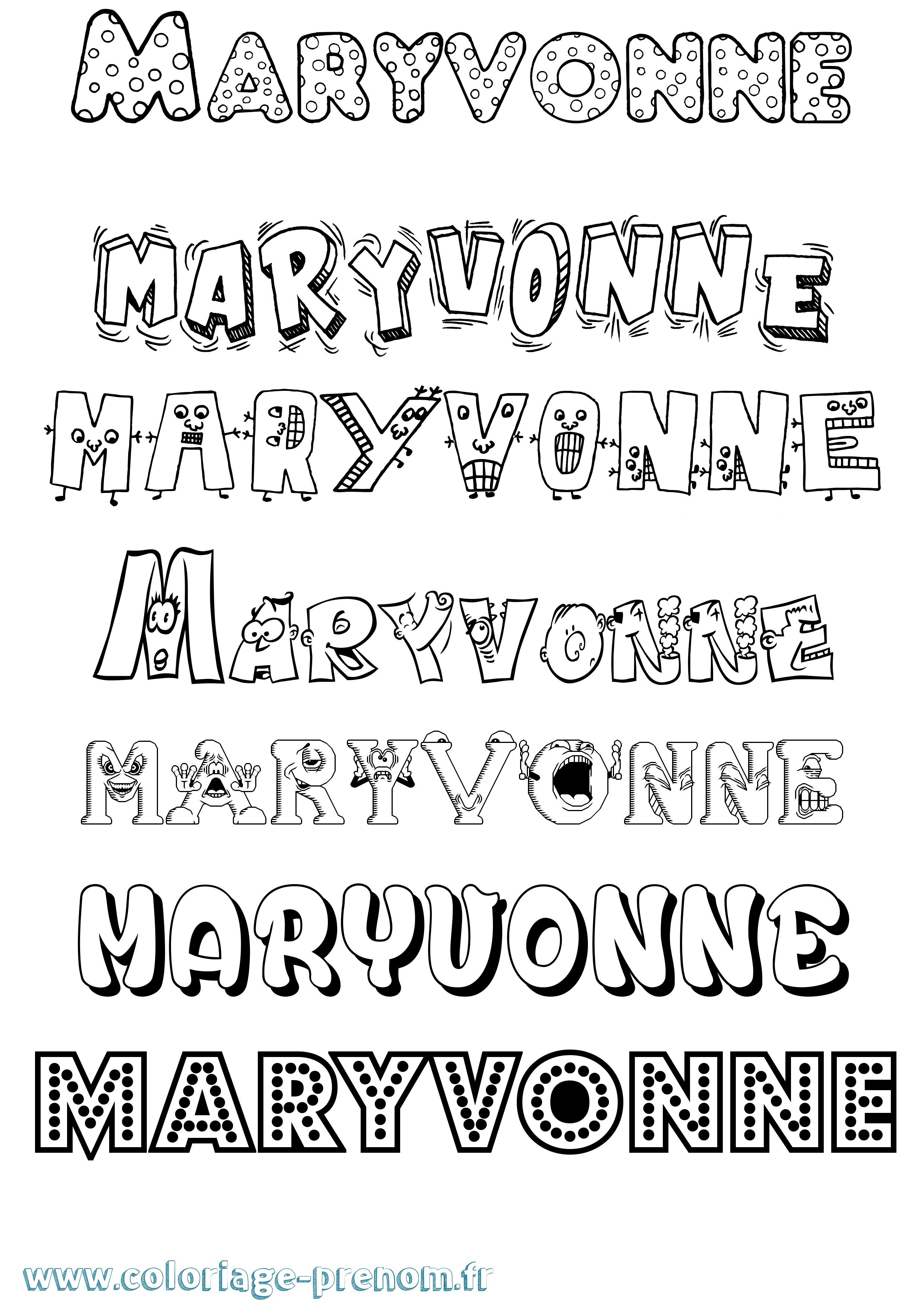 Coloriage prénom Maryvonne Fun