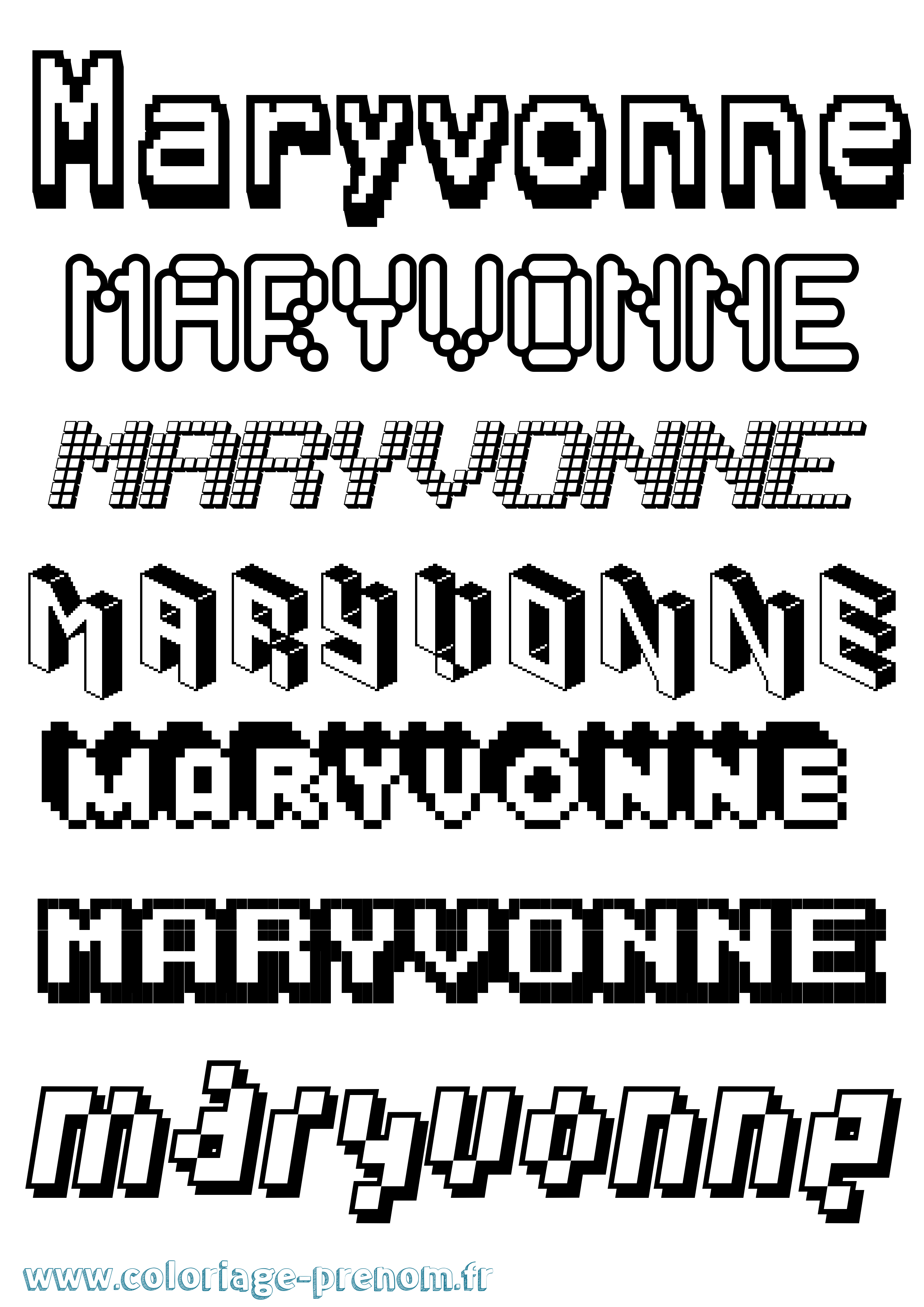 Coloriage prénom Maryvonne Pixel