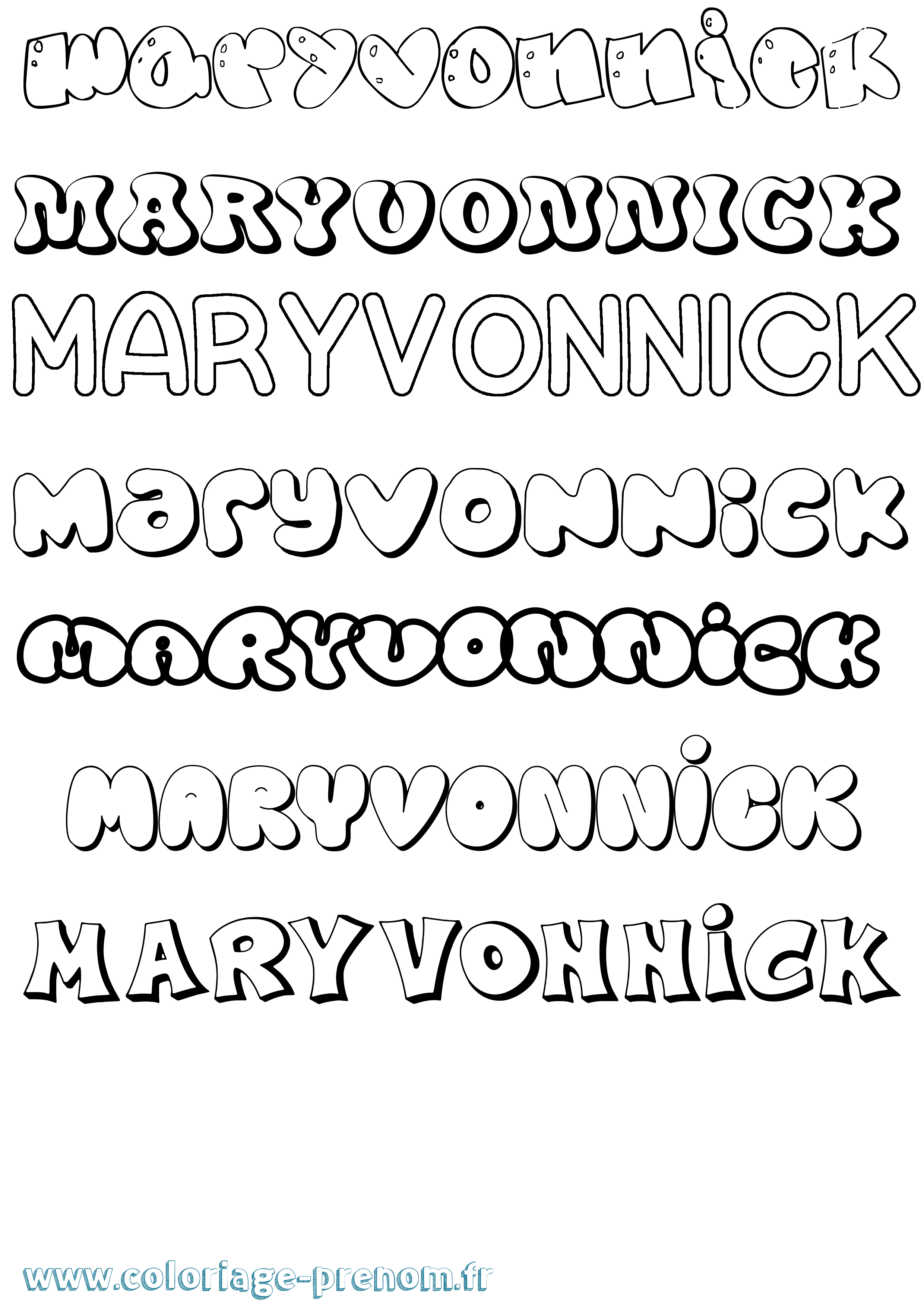 Coloriage prénom Maryvonnick Bubble