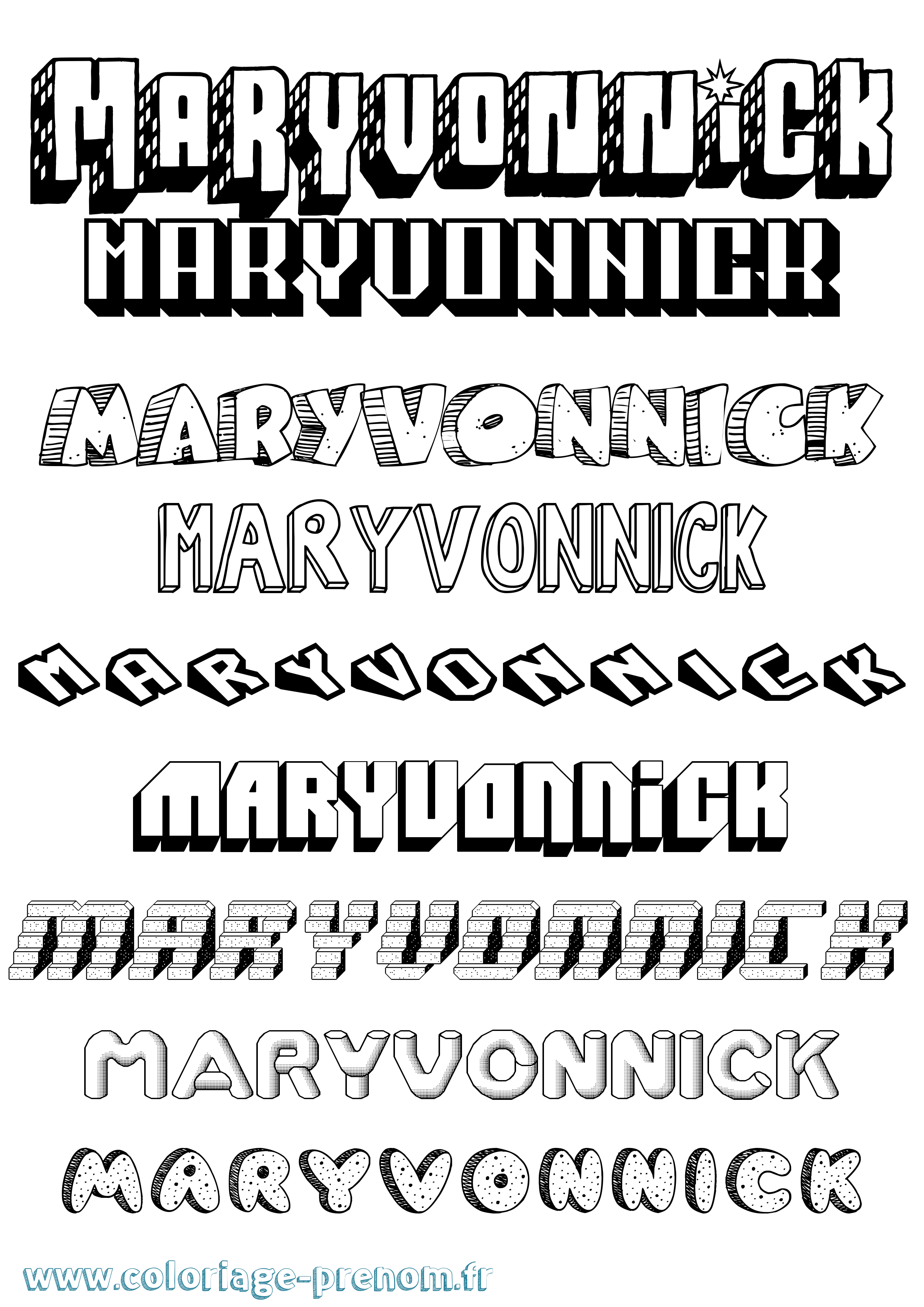Coloriage prénom Maryvonnick Effet 3D