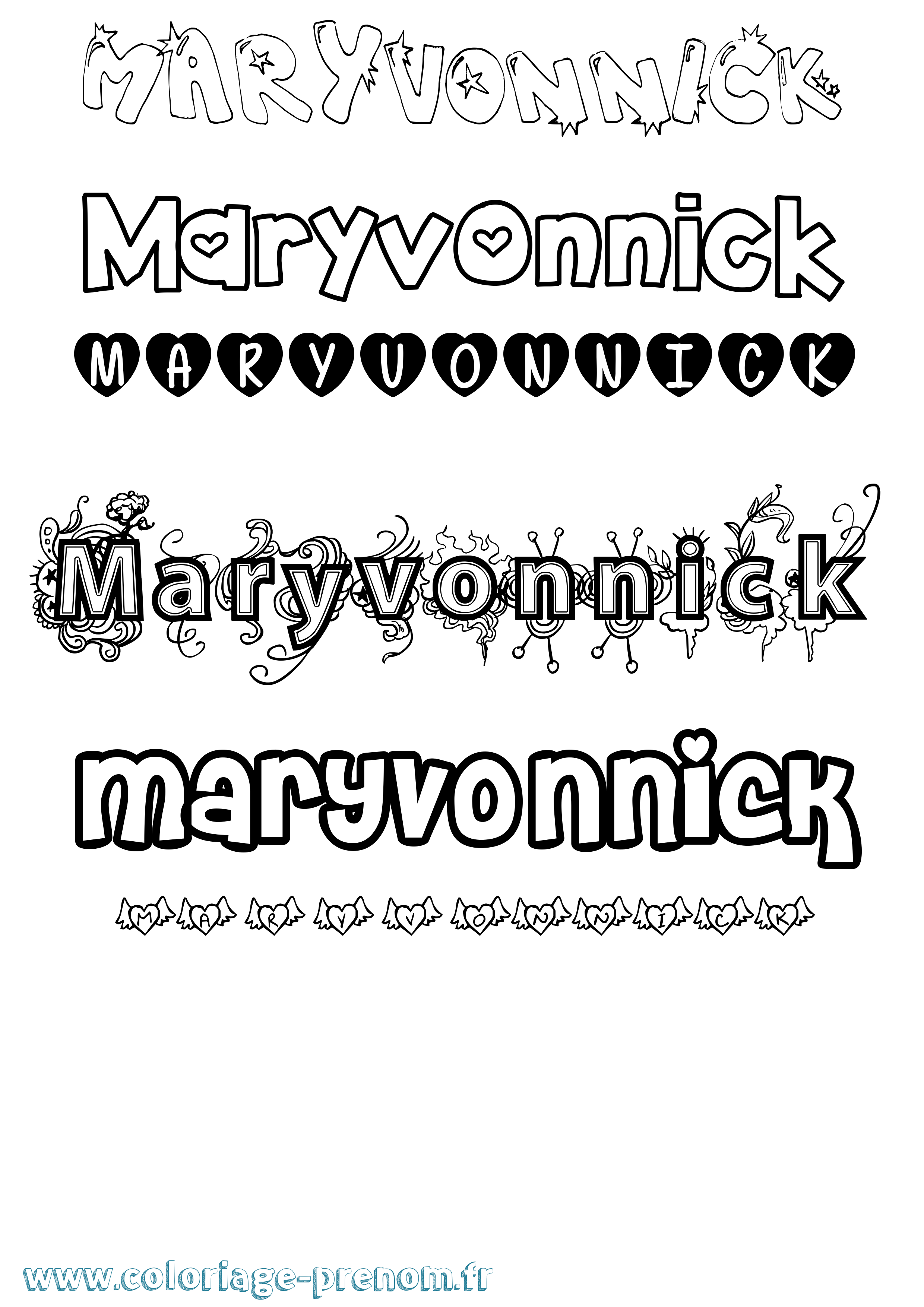 Coloriage prénom Maryvonnick Girly