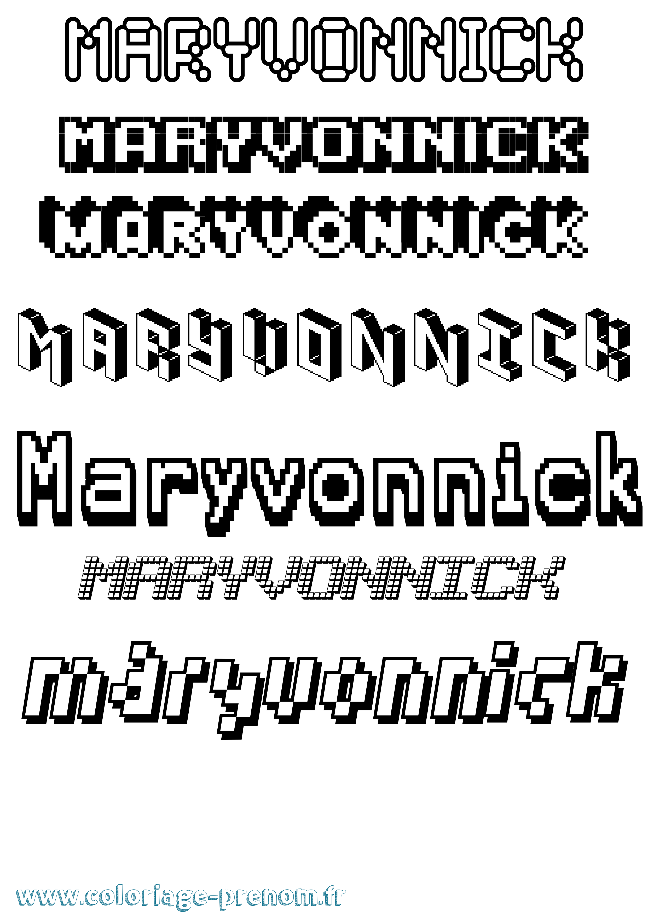 Coloriage prénom Maryvonnick Pixel