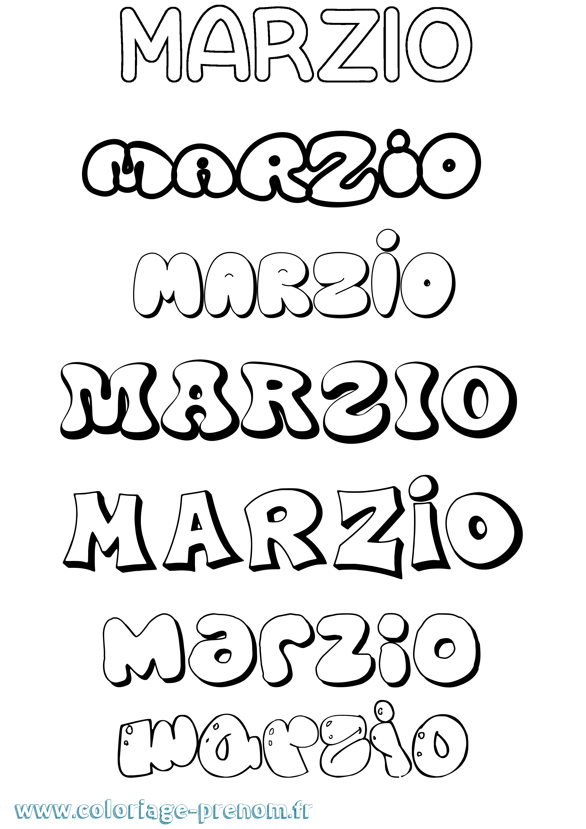 Coloriage prénom Marzio Bubble