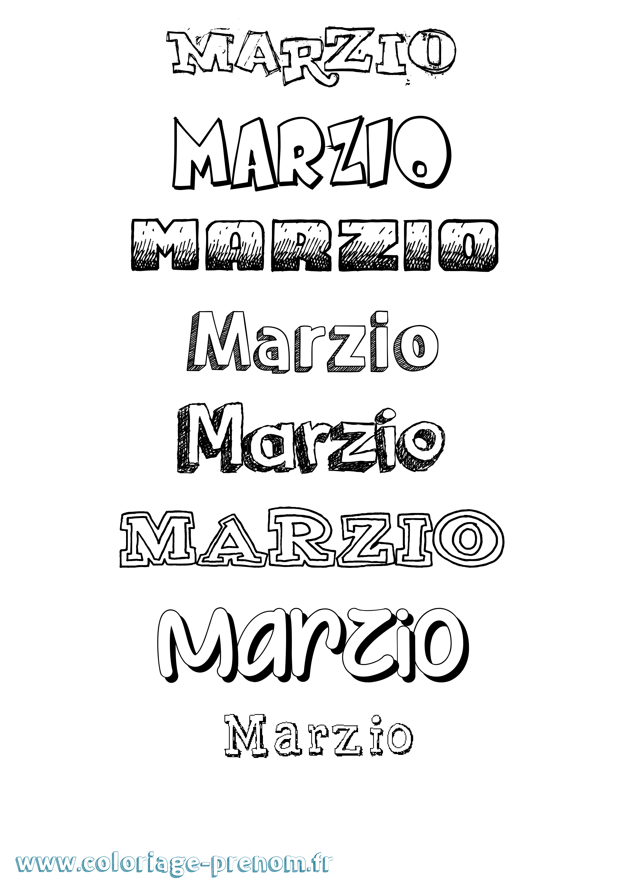 Coloriage prénom Marzio Dessiné