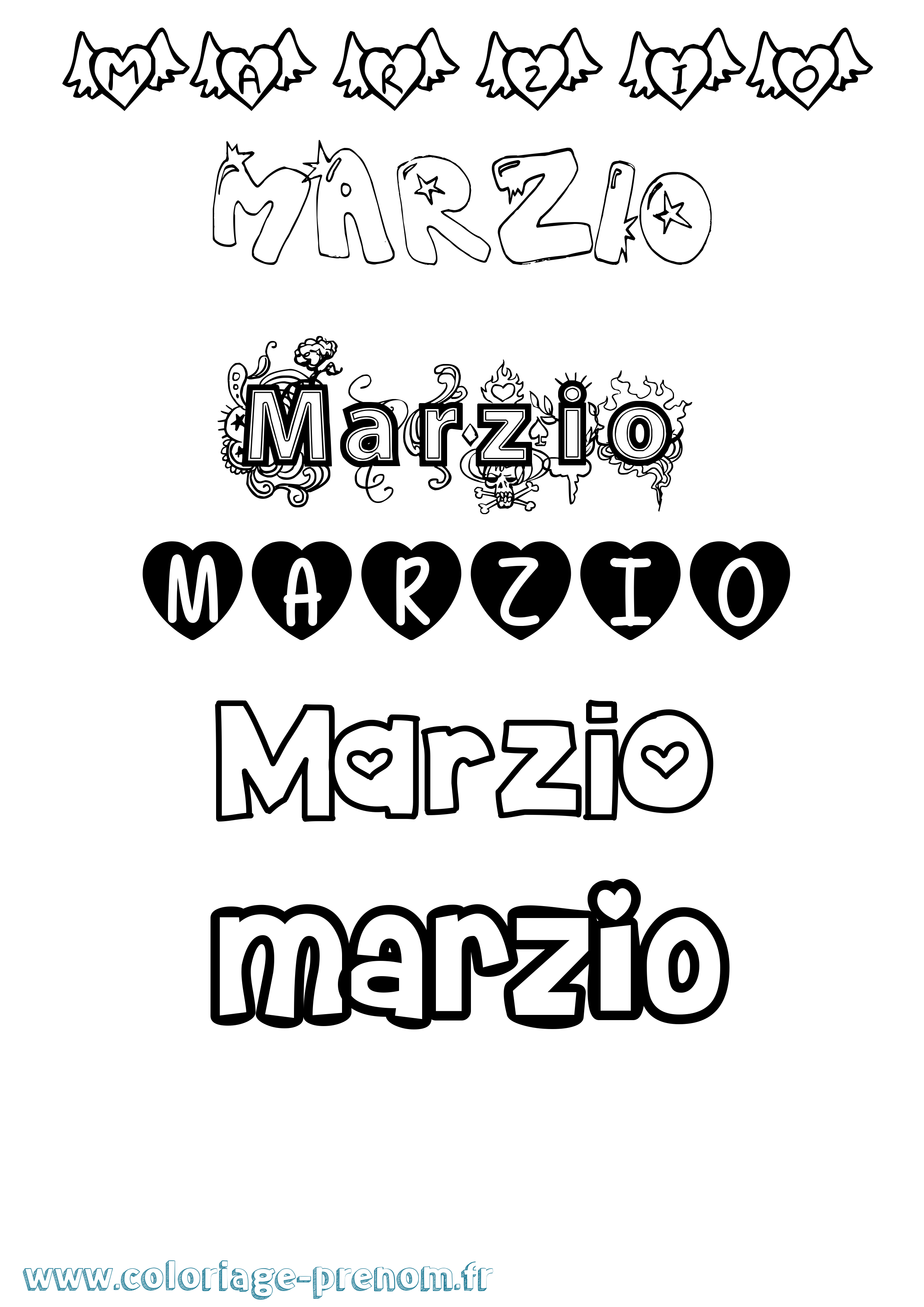 Coloriage prénom Marzio Girly