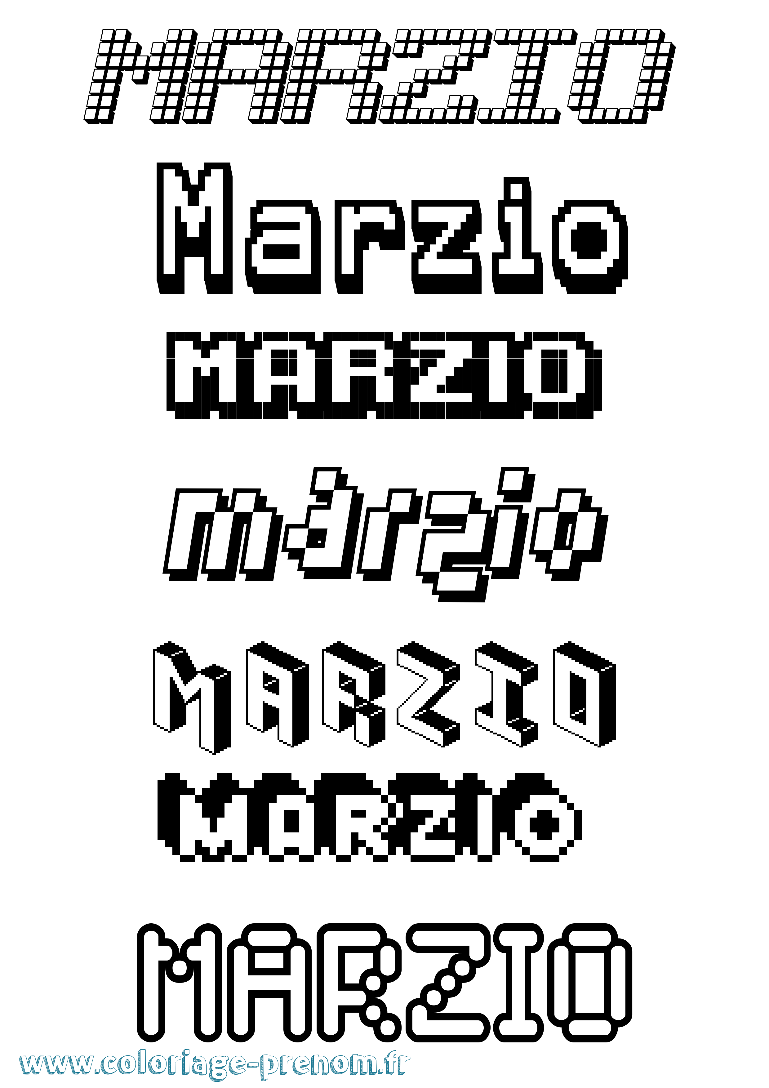 Coloriage prénom Marzio Pixel