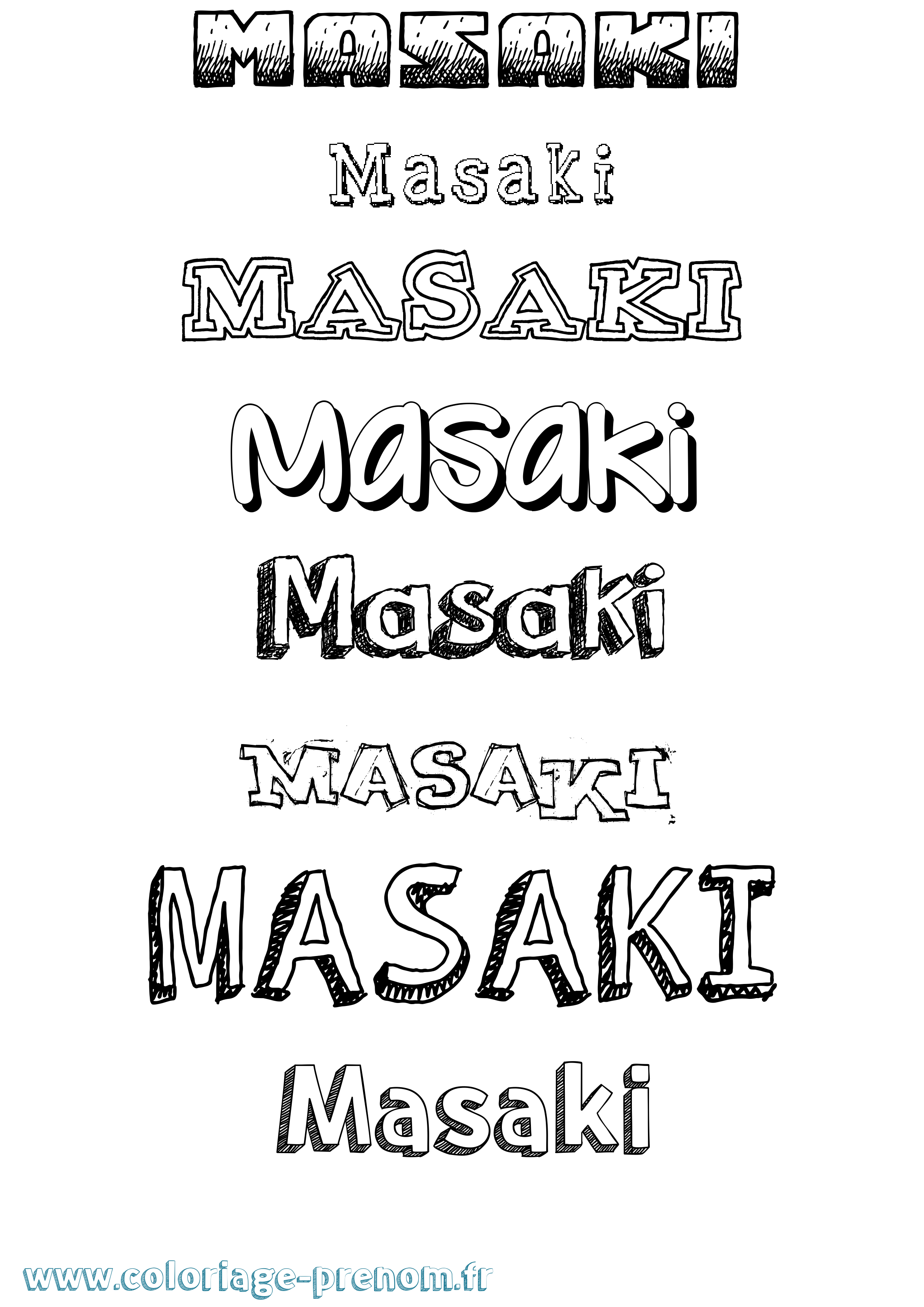 Coloriage prénom Masaki Dessiné