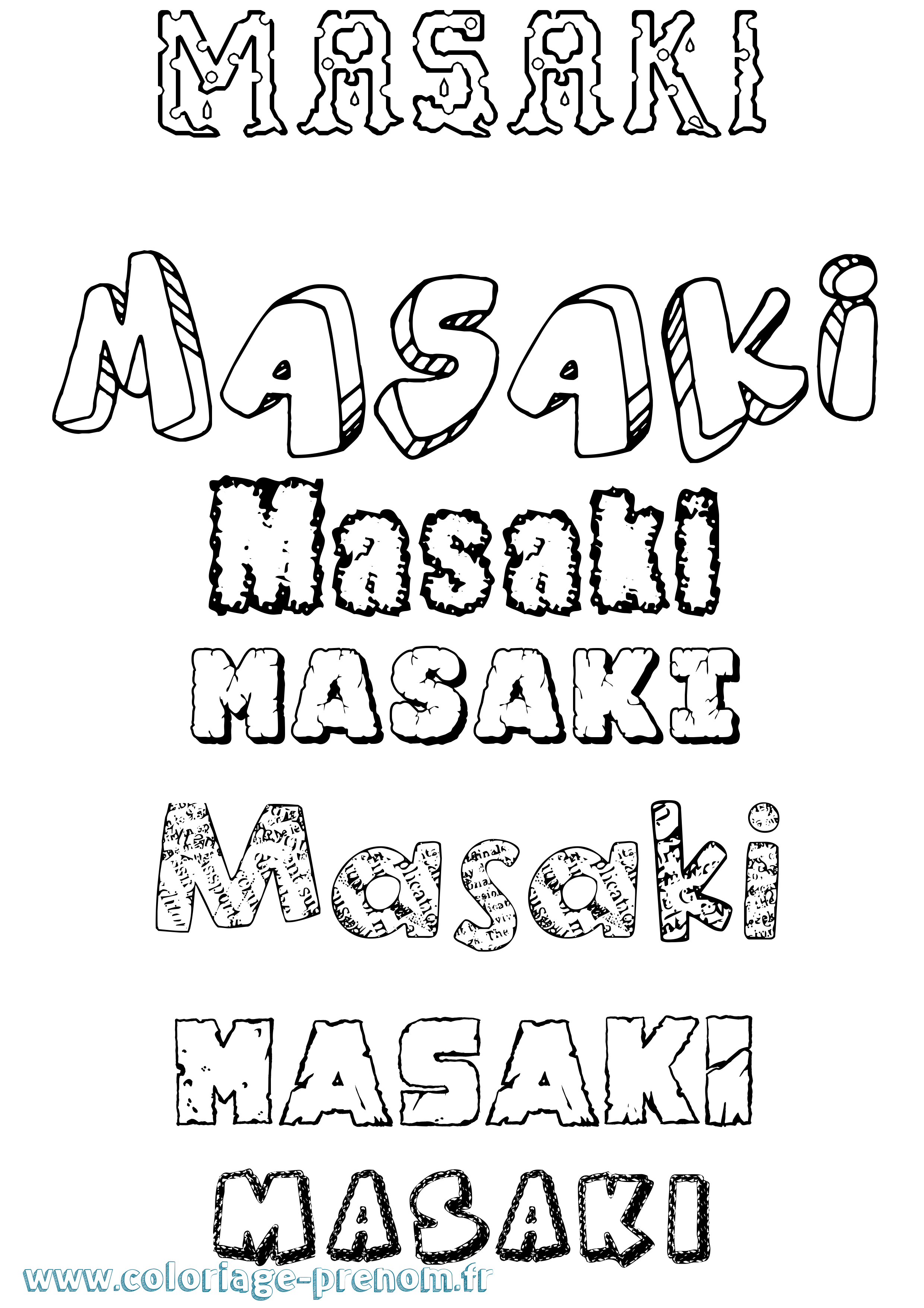 Coloriage prénom Masaki Destructuré
