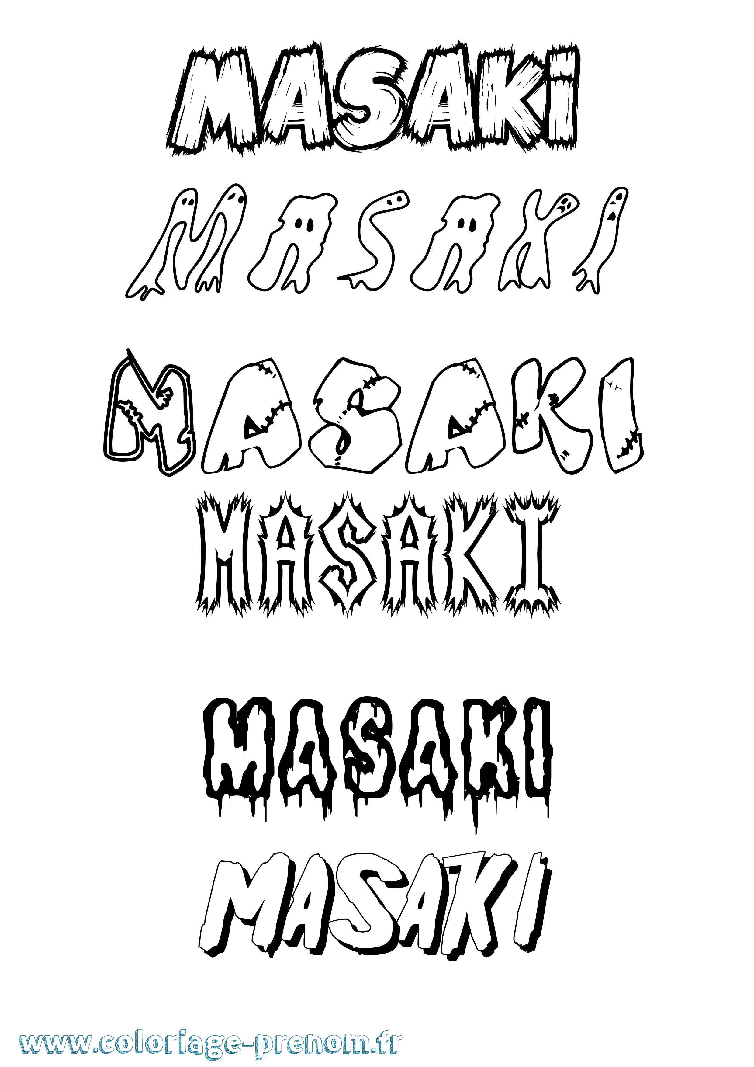 Coloriage prénom Masaki Frisson