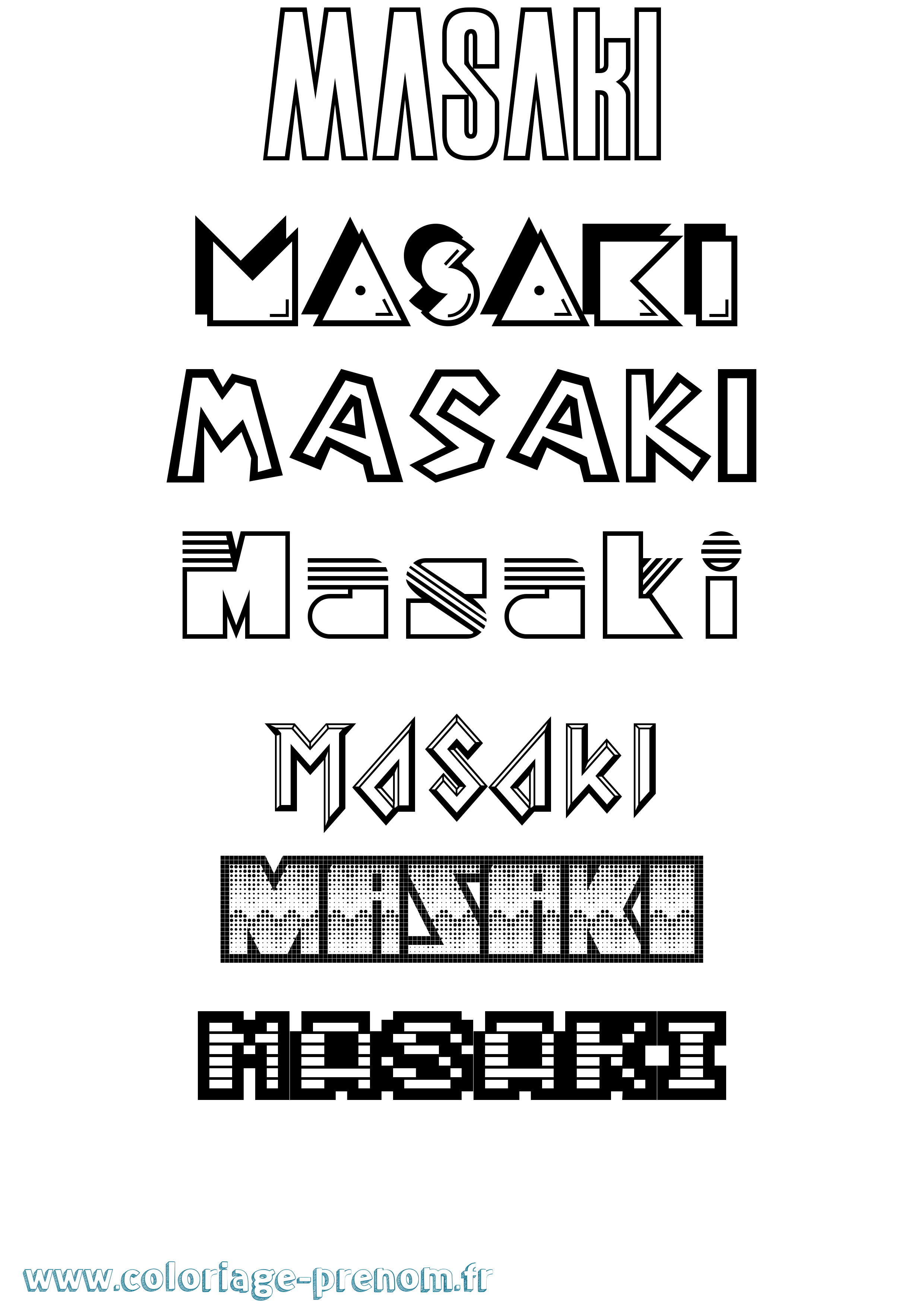 Coloriage prénom Masaki Jeux Vidéos
