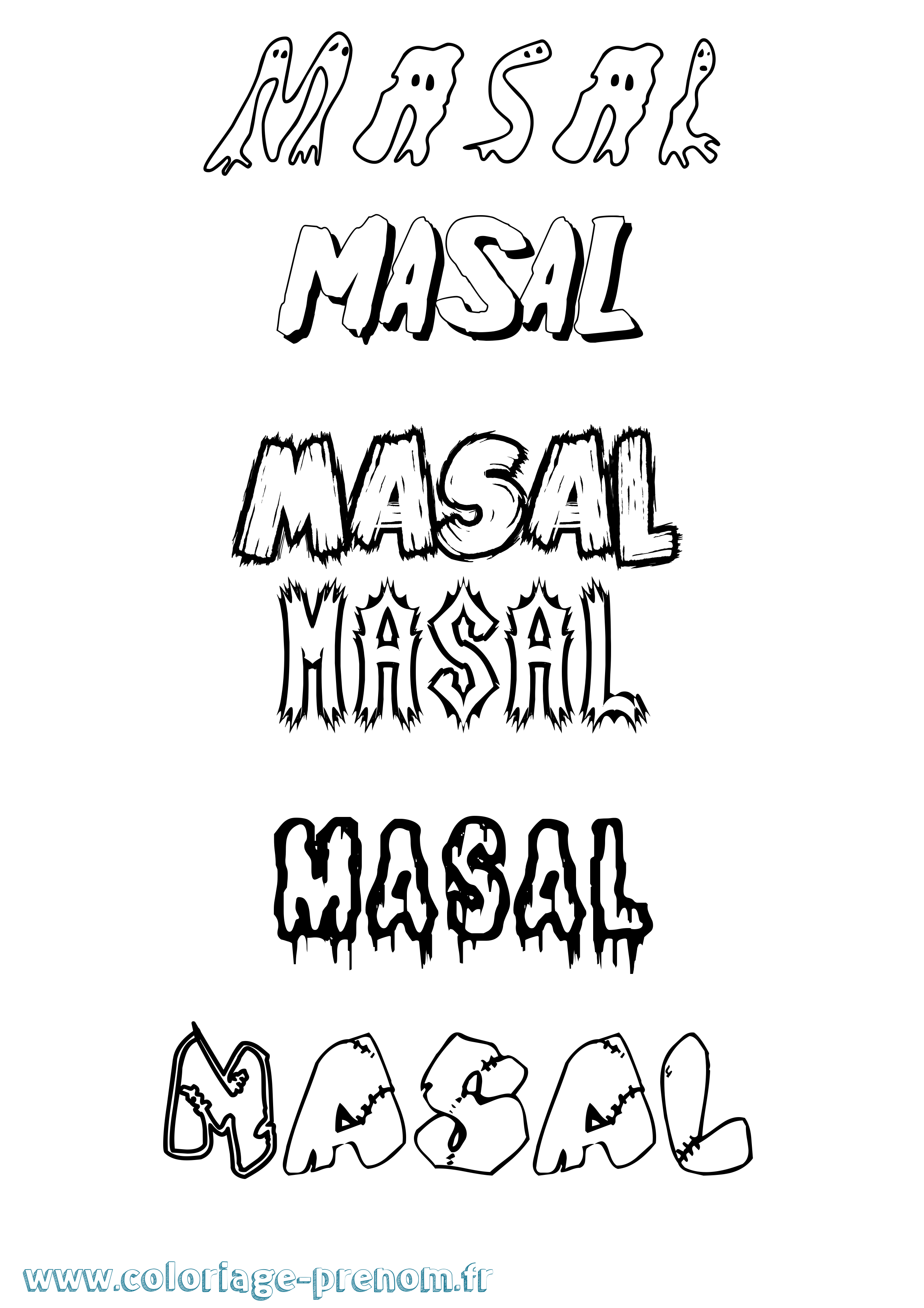 Coloriage prénom Masal Frisson