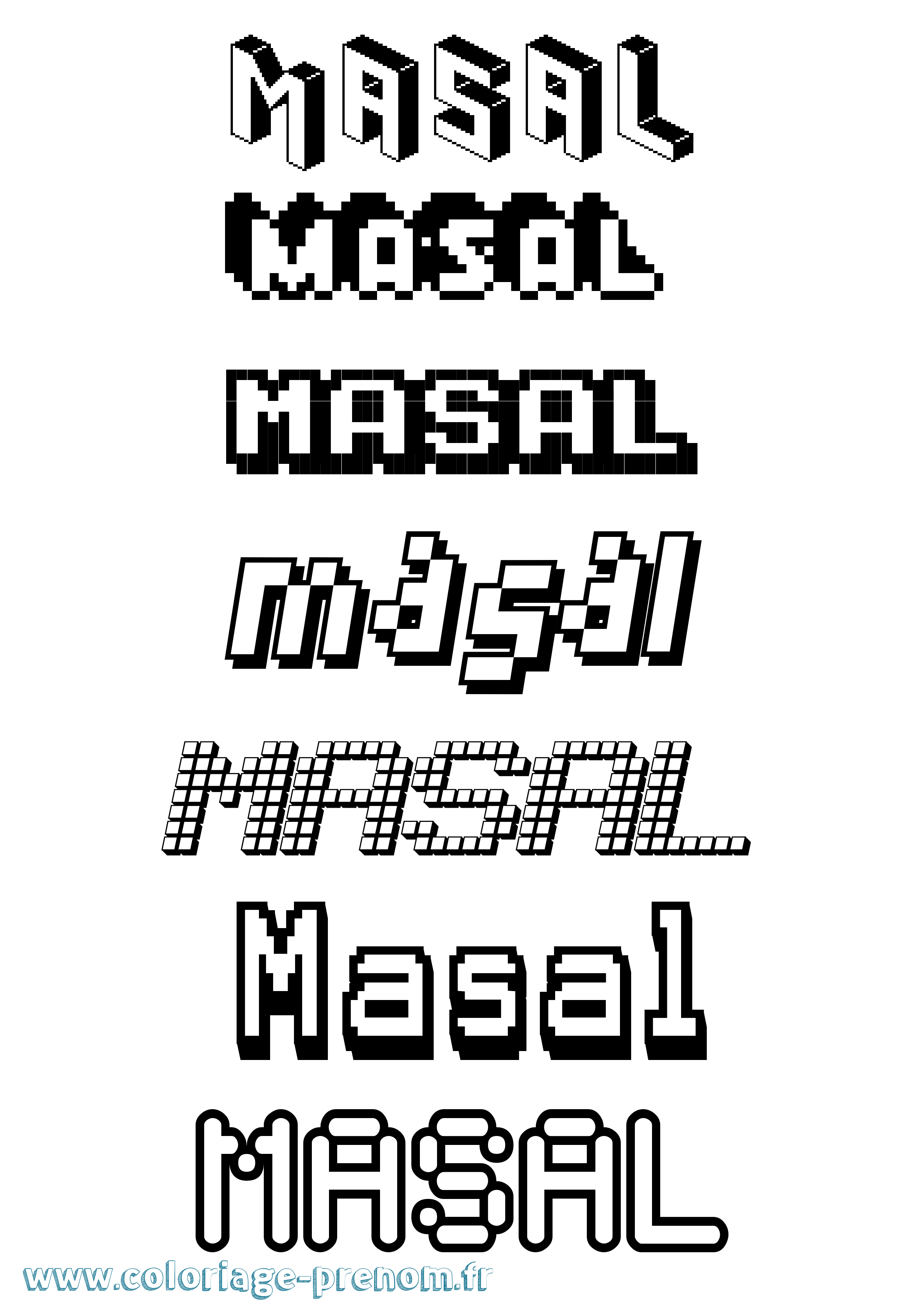 Coloriage prénom Masal Pixel