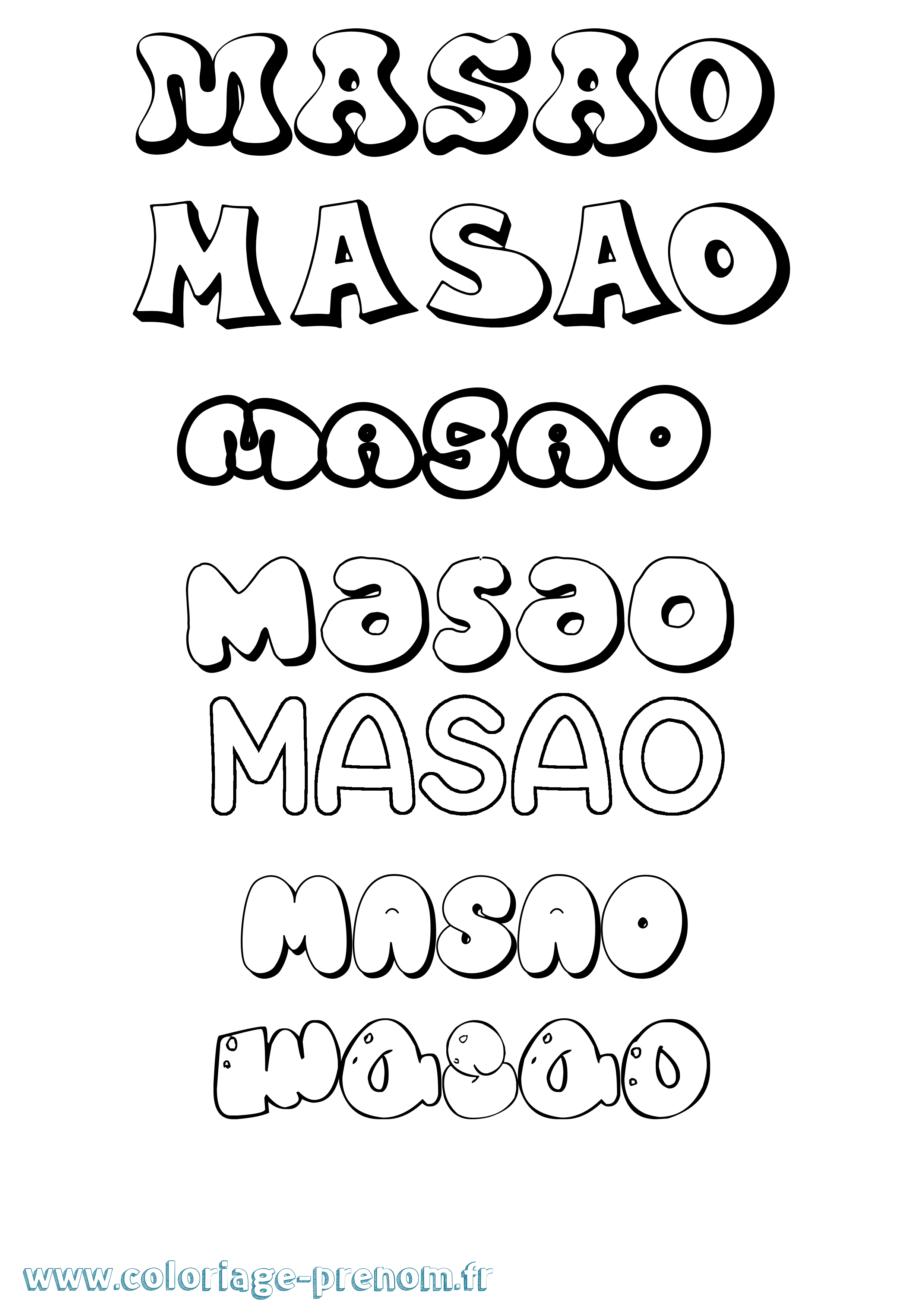 Coloriage prénom Masao Bubble