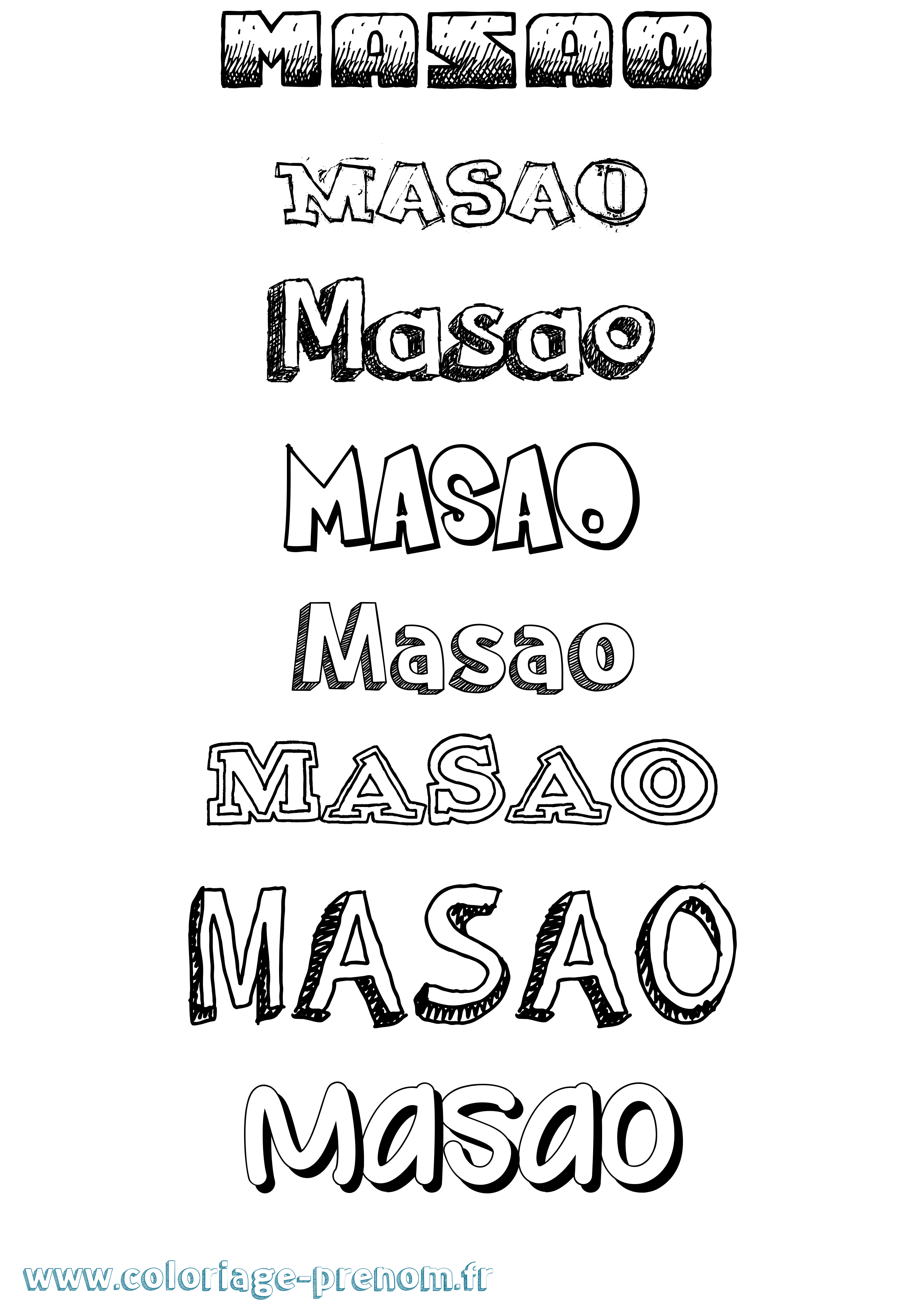Coloriage prénom Masao Dessiné