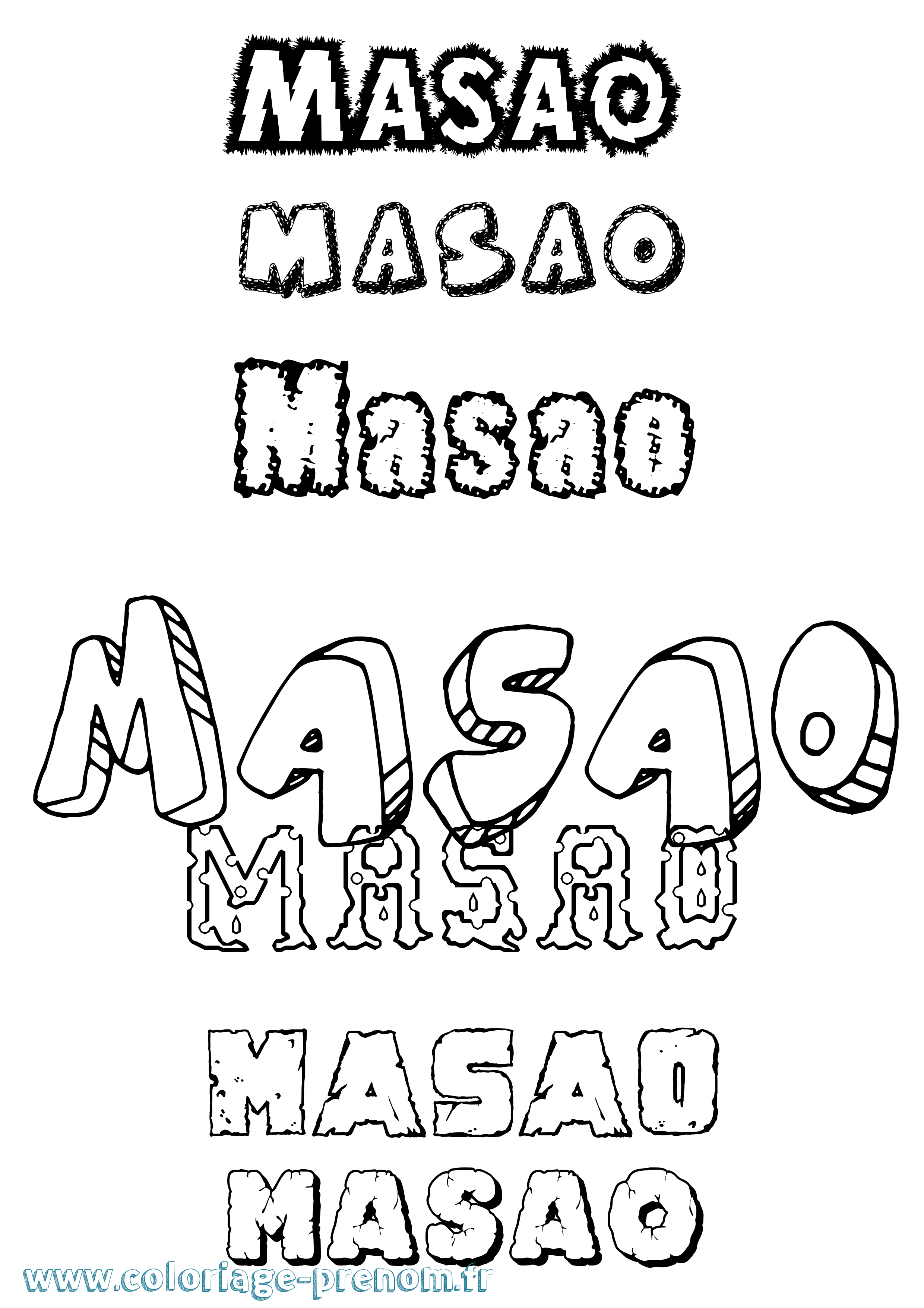 Coloriage prénom Masao Destructuré