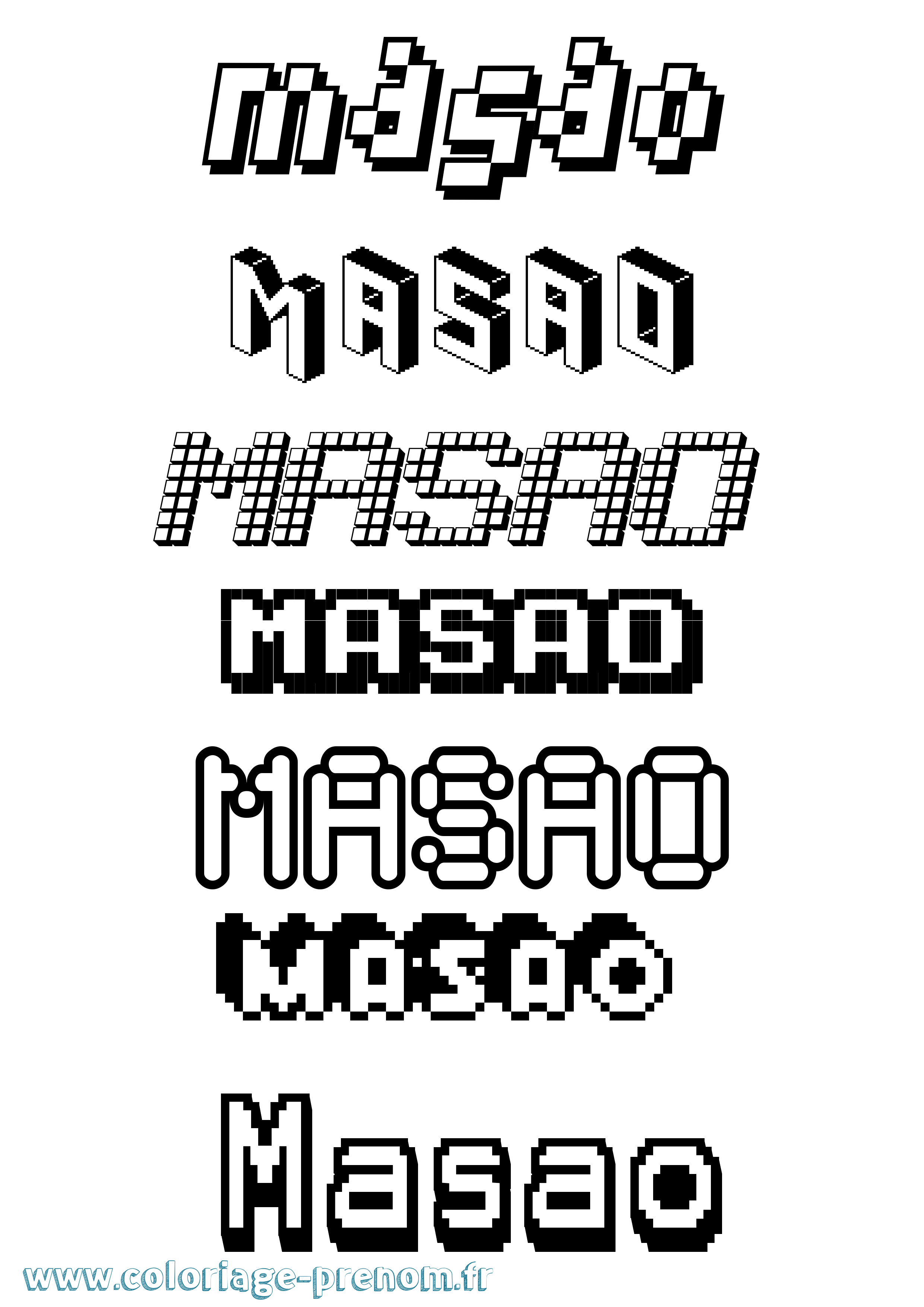 Coloriage prénom Masao Pixel