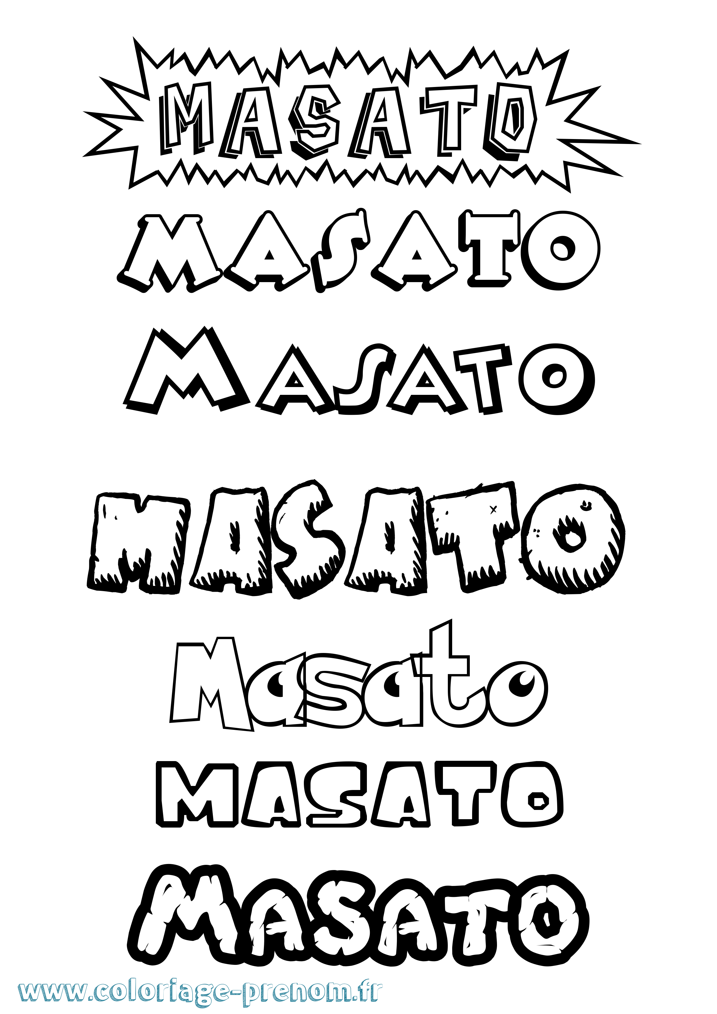 Coloriage prénom Masato Dessin Animé