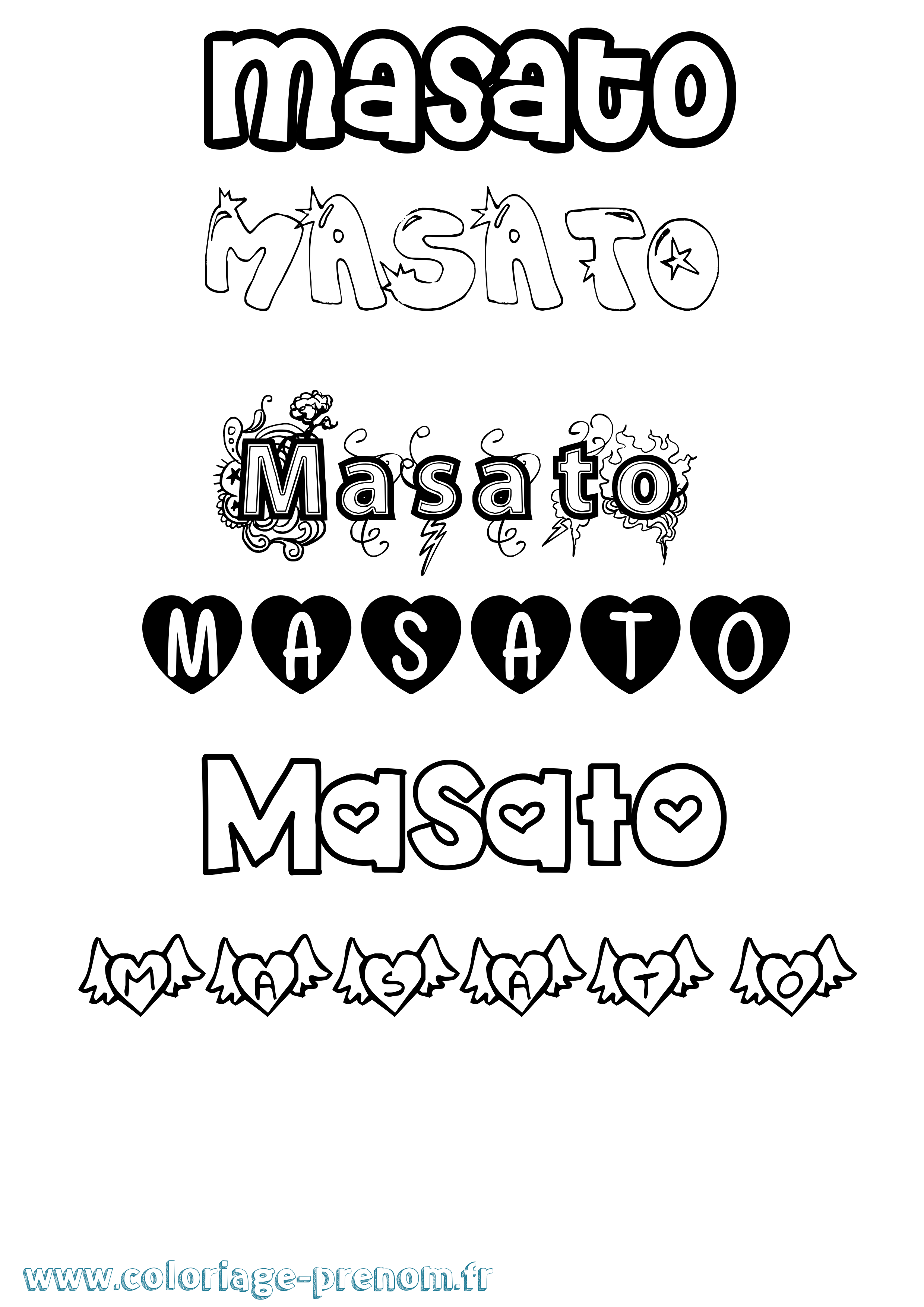 Coloriage prénom Masato Girly