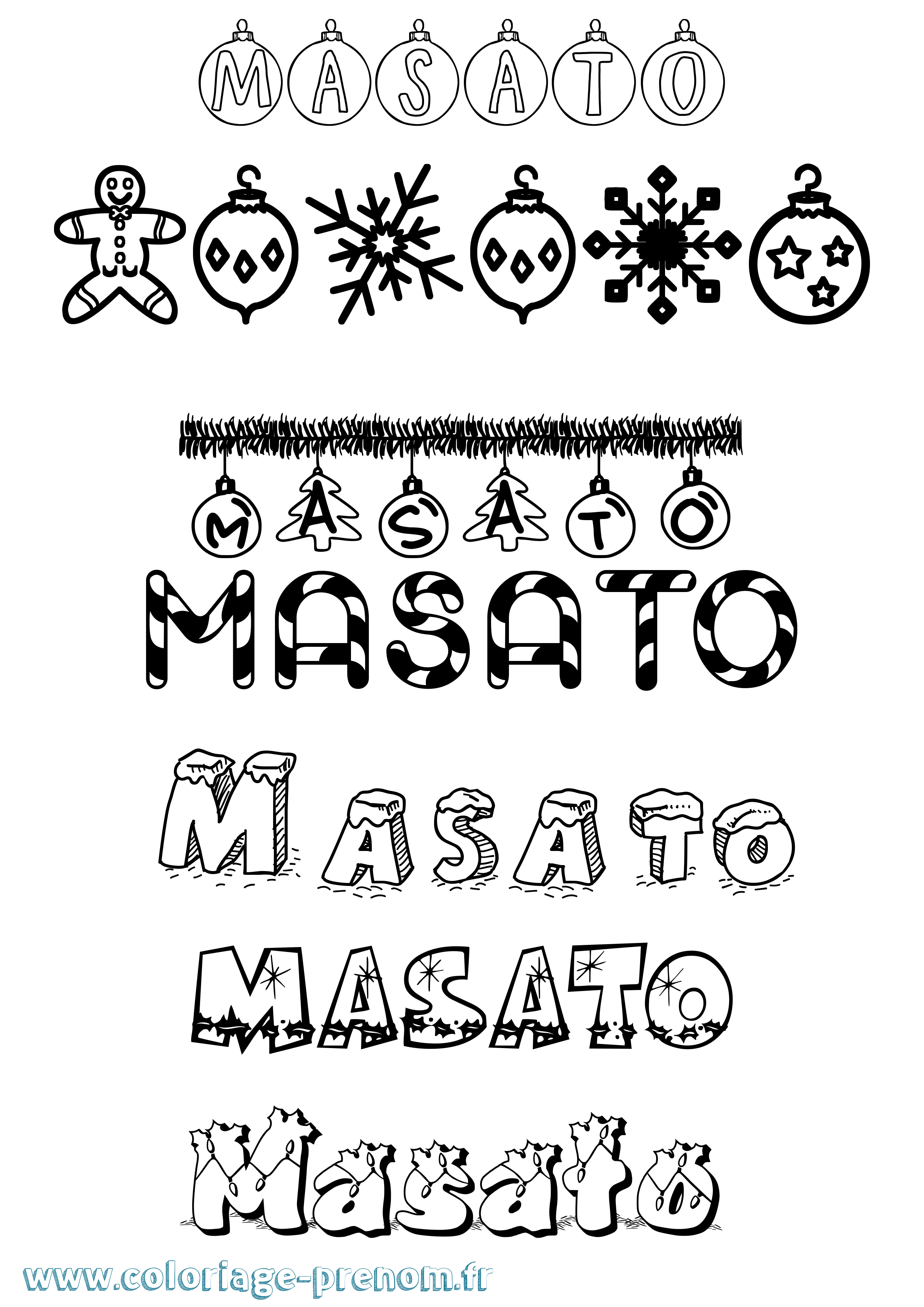 Coloriage prénom Masato Noël