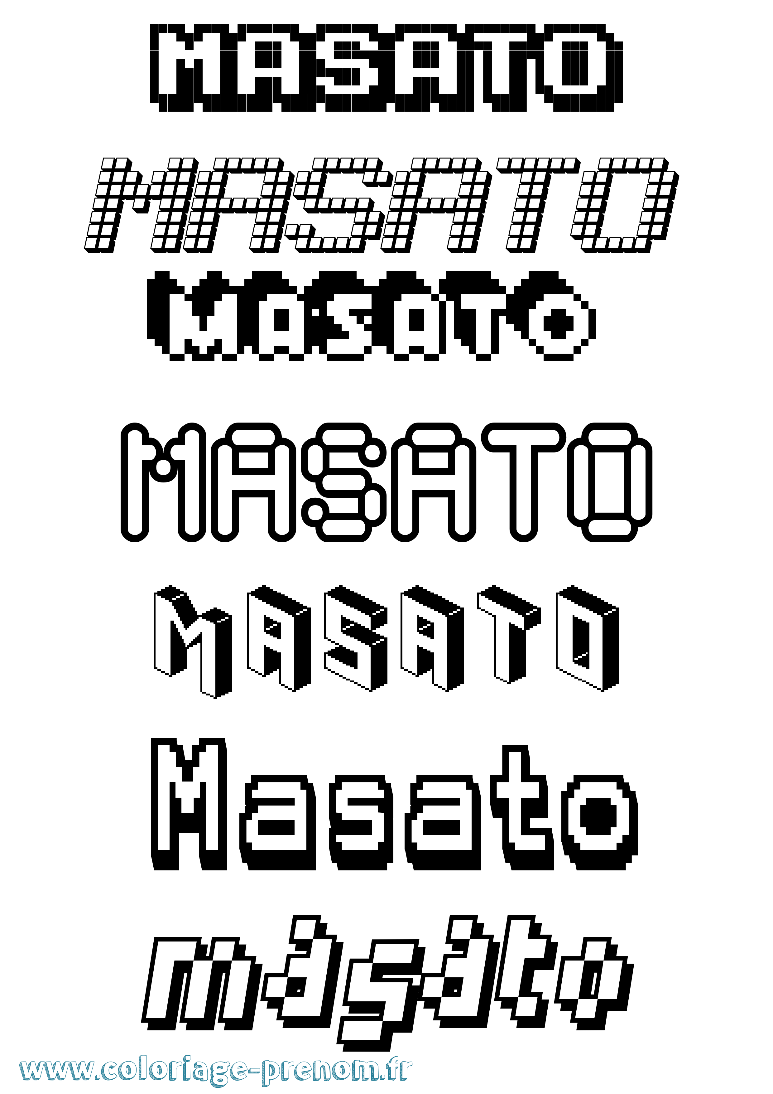 Coloriage prénom Masato Pixel