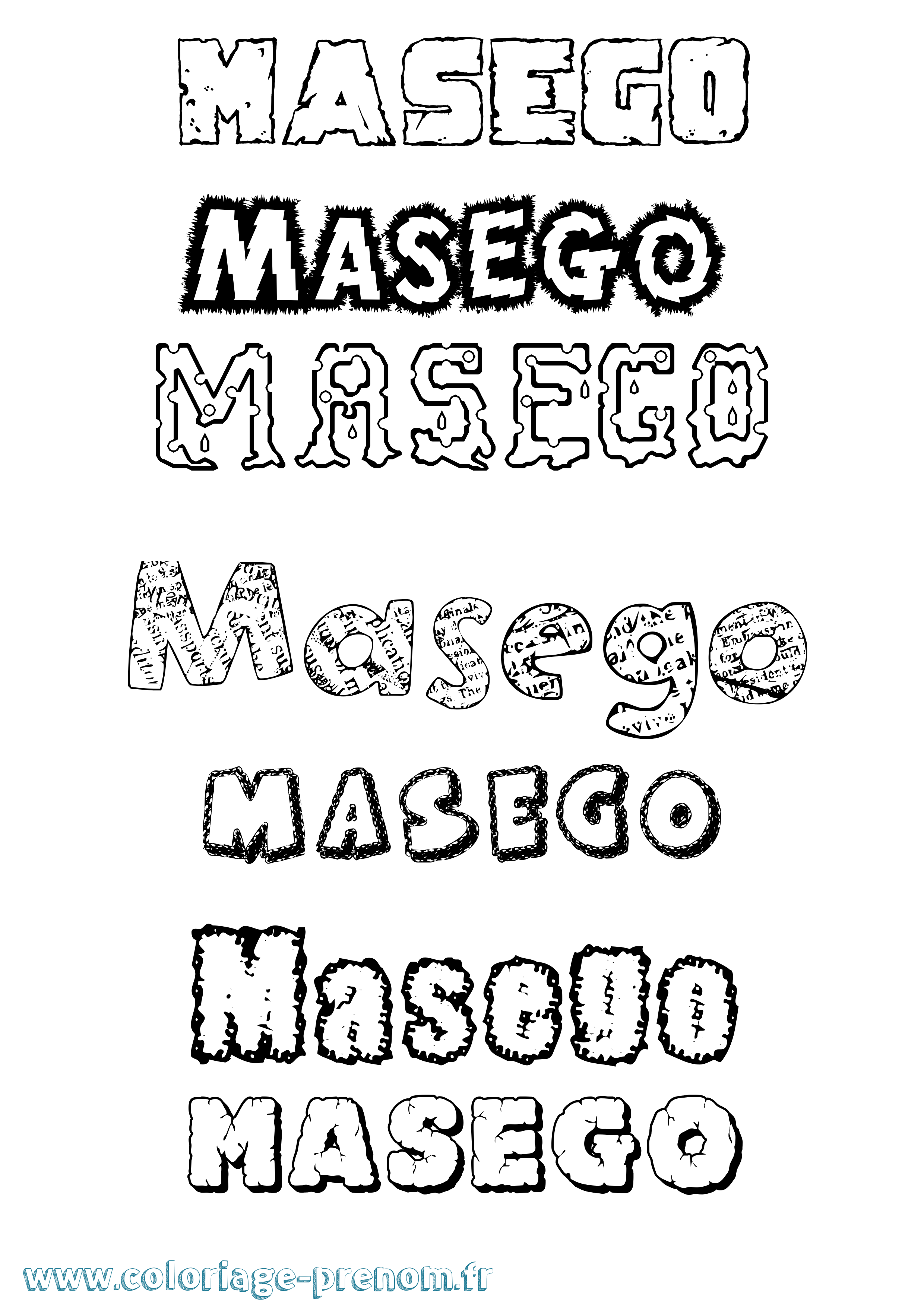 Coloriage prénom Masego Destructuré