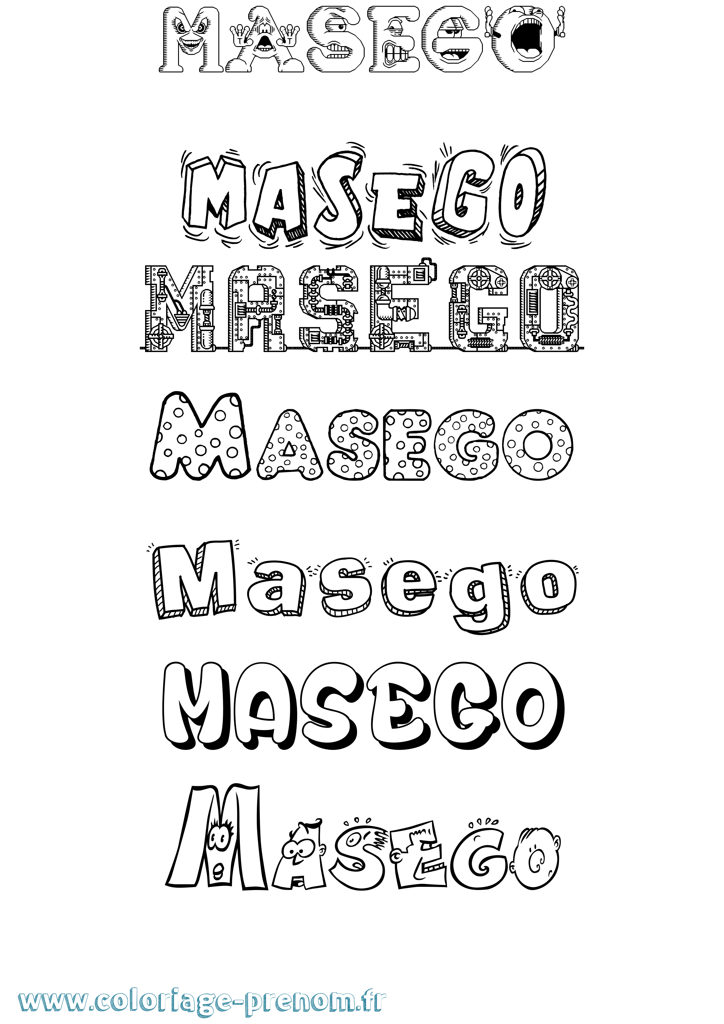 Coloriage prénom Masego Fun