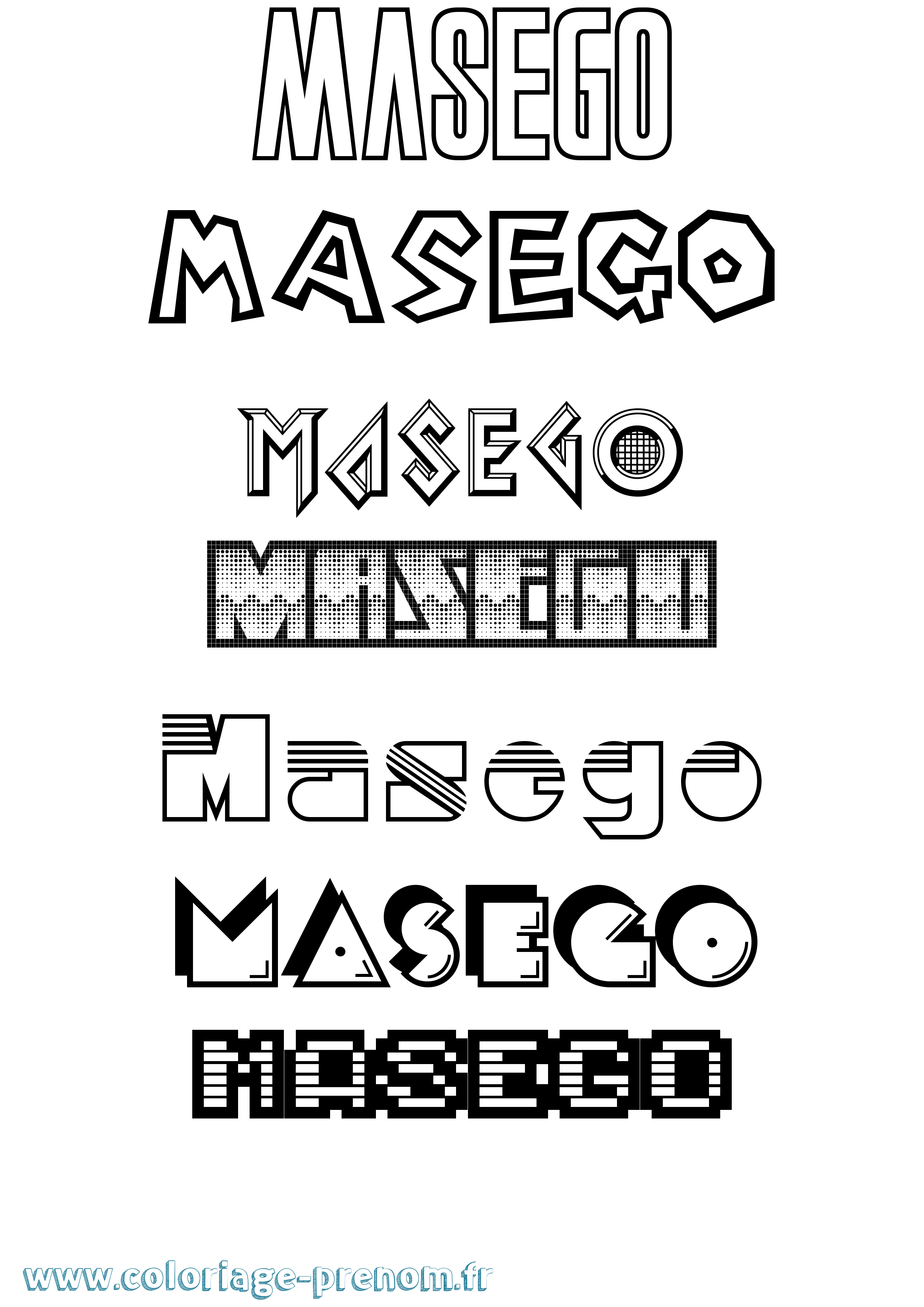 Coloriage prénom Masego Jeux Vidéos