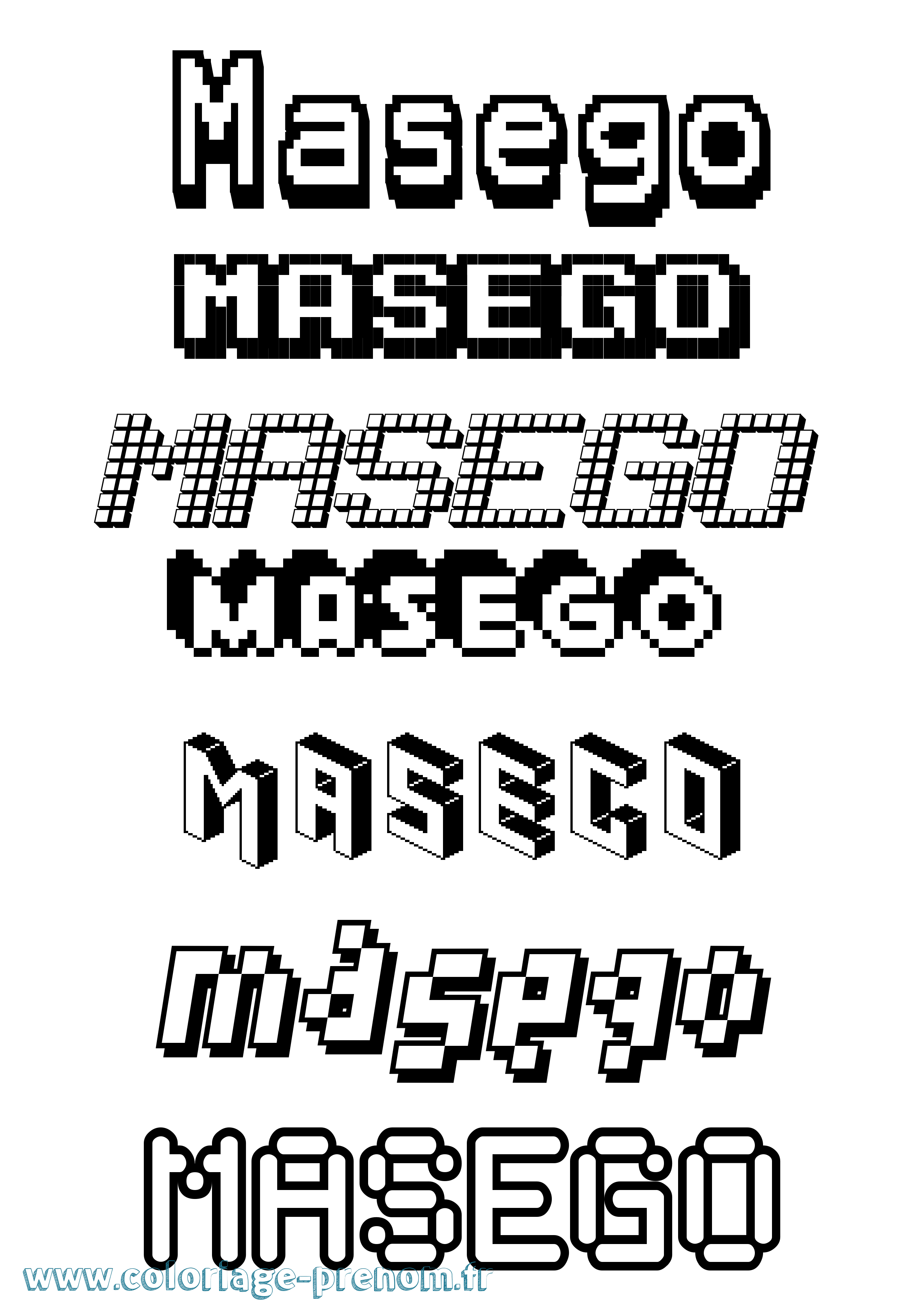 Coloriage prénom Masego Pixel