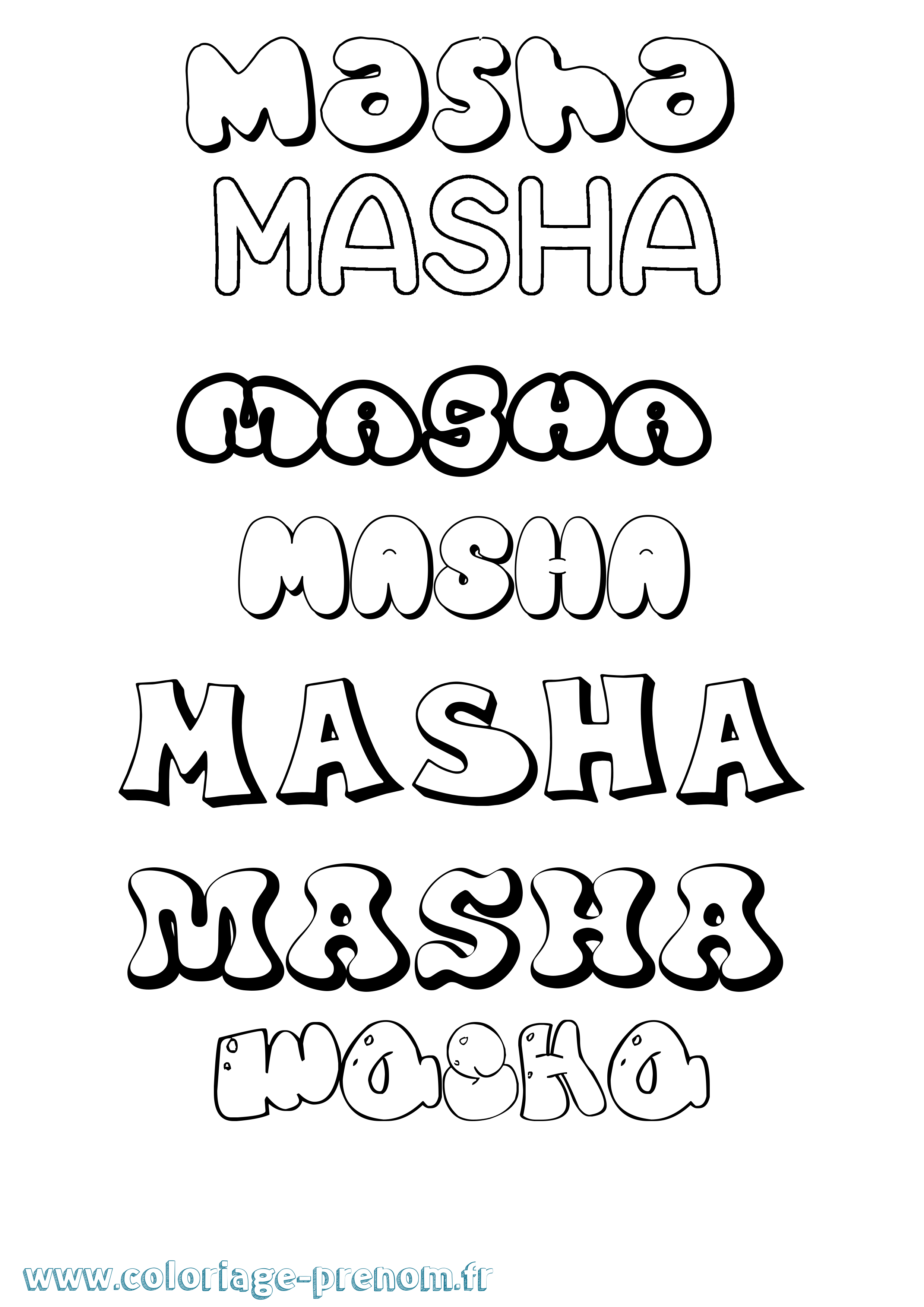 Coloriage prénom Masha Bubble